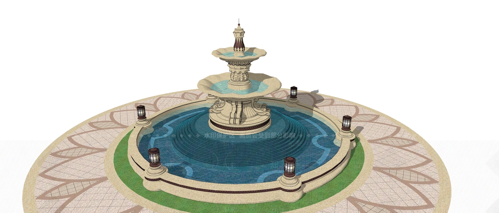 欧式风格假山水景SU模型下载【ID:752719419】