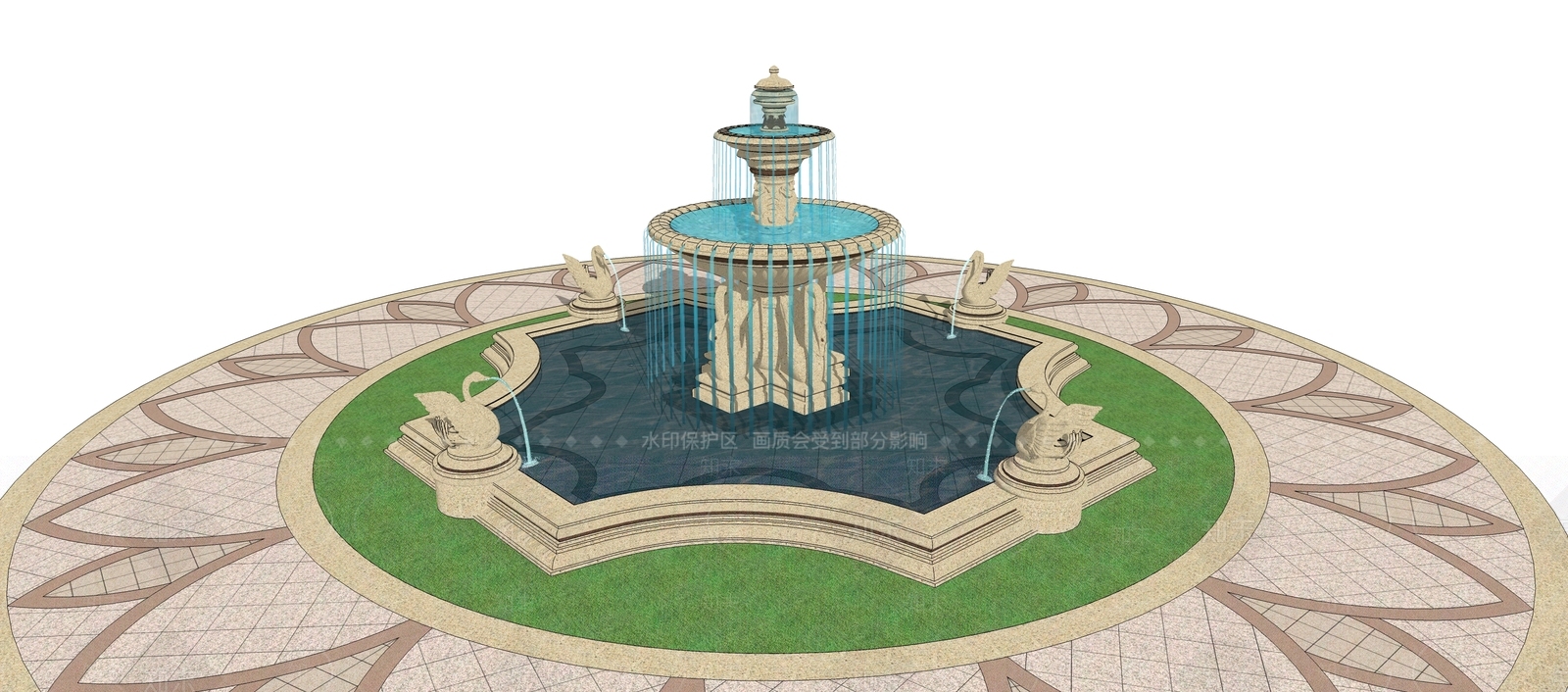 欧式风格假山水景SU模型下载【ID:752720406】