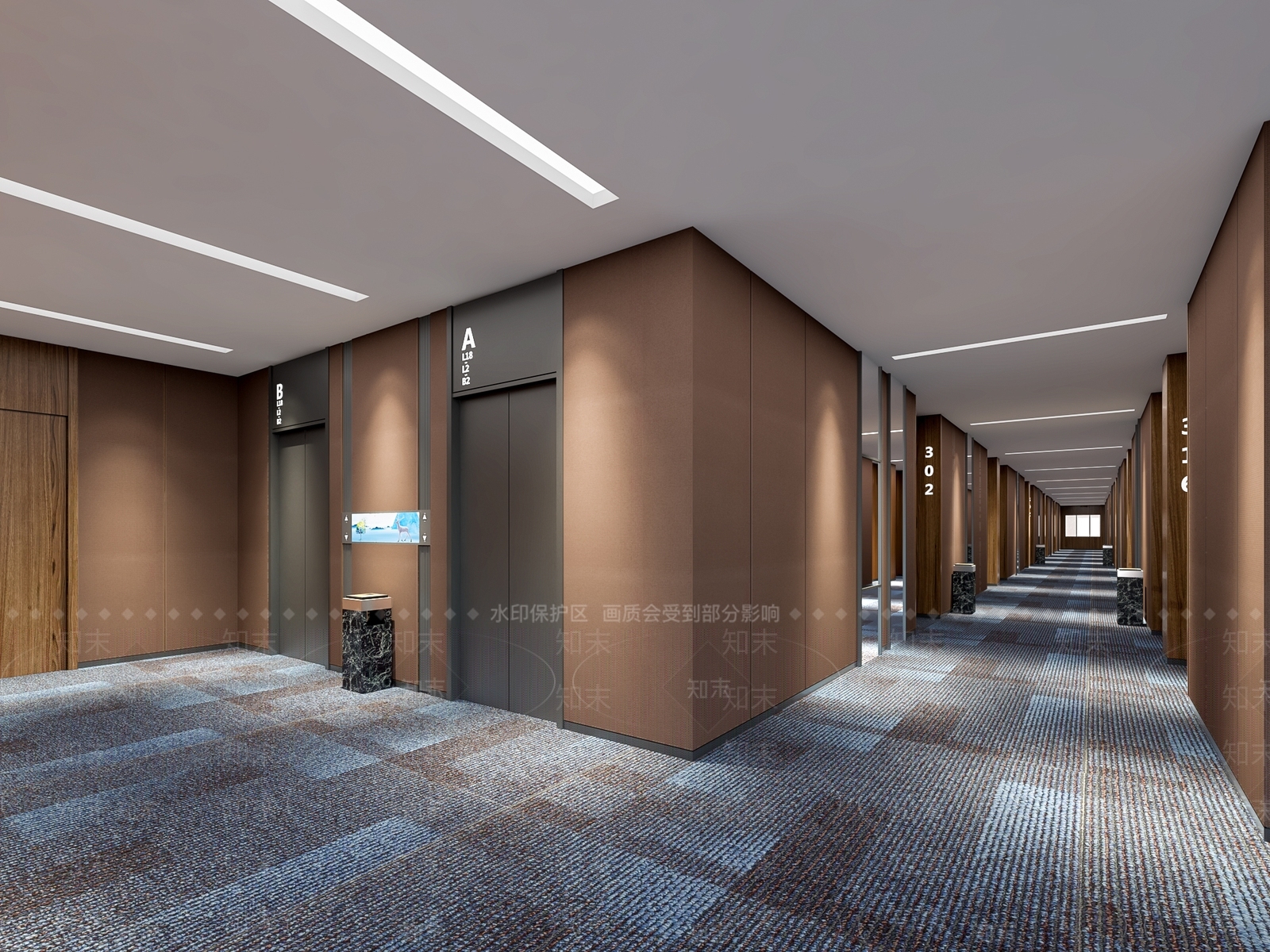 现代风格酒店玄关过道SU模型下载【ID:952719436】