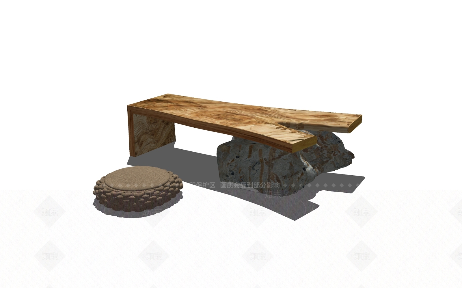新中式风格根雕茶几SU模型下载【ID:652723596】