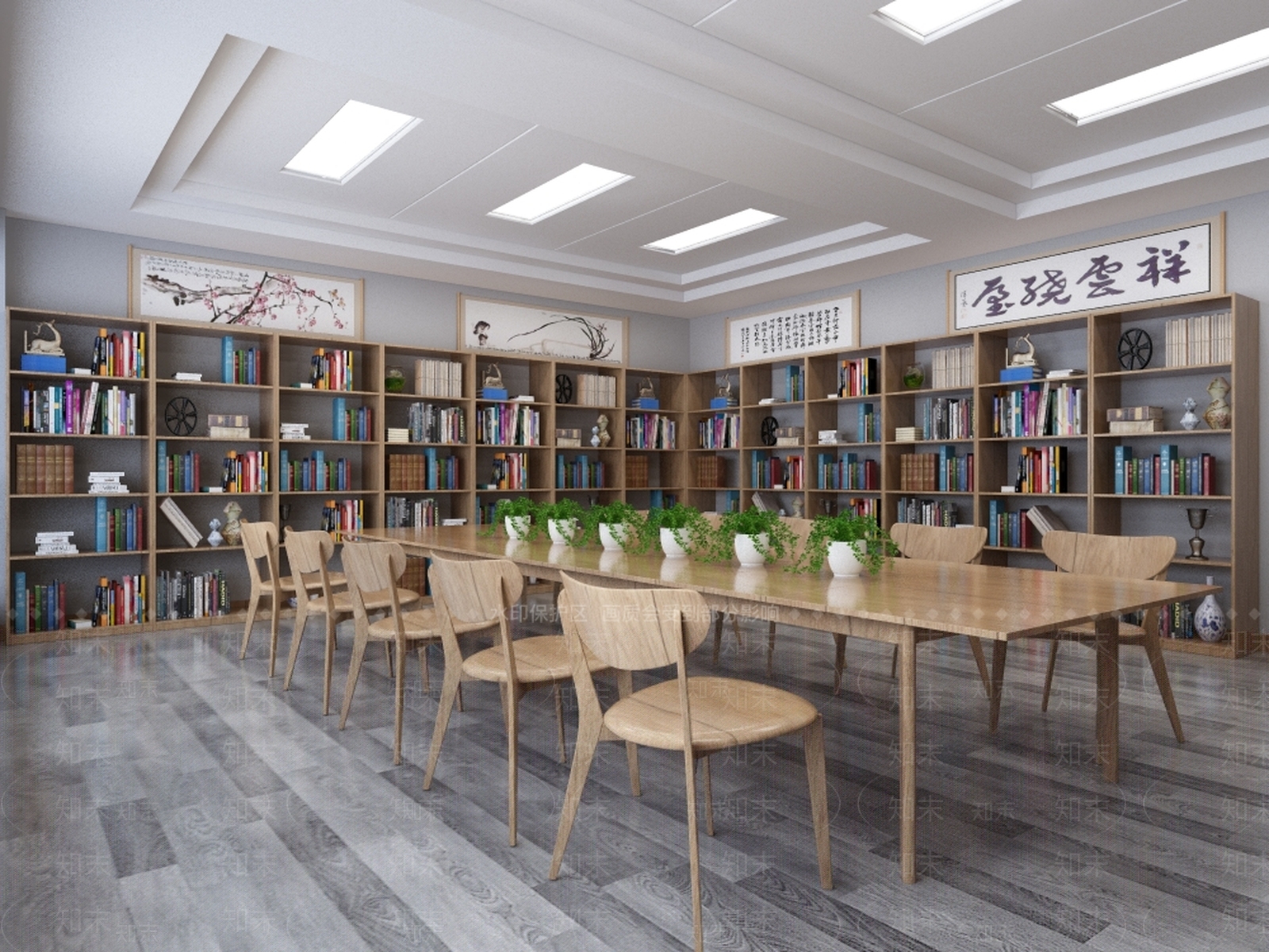 新中式图书馆3D模型下载【ID:852734243】