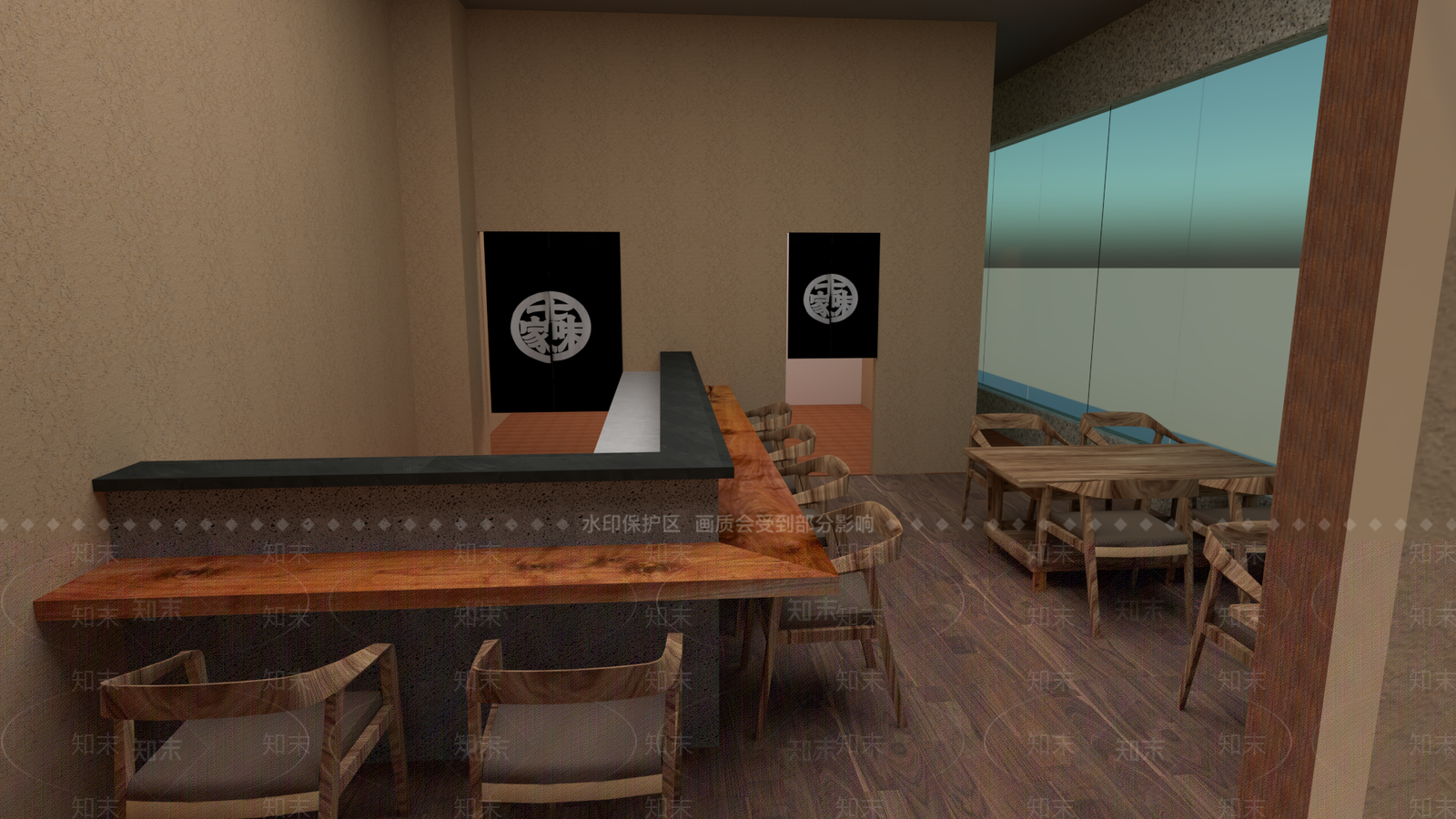 日式风格日式餐厅SU模型下载【ID:852768602】