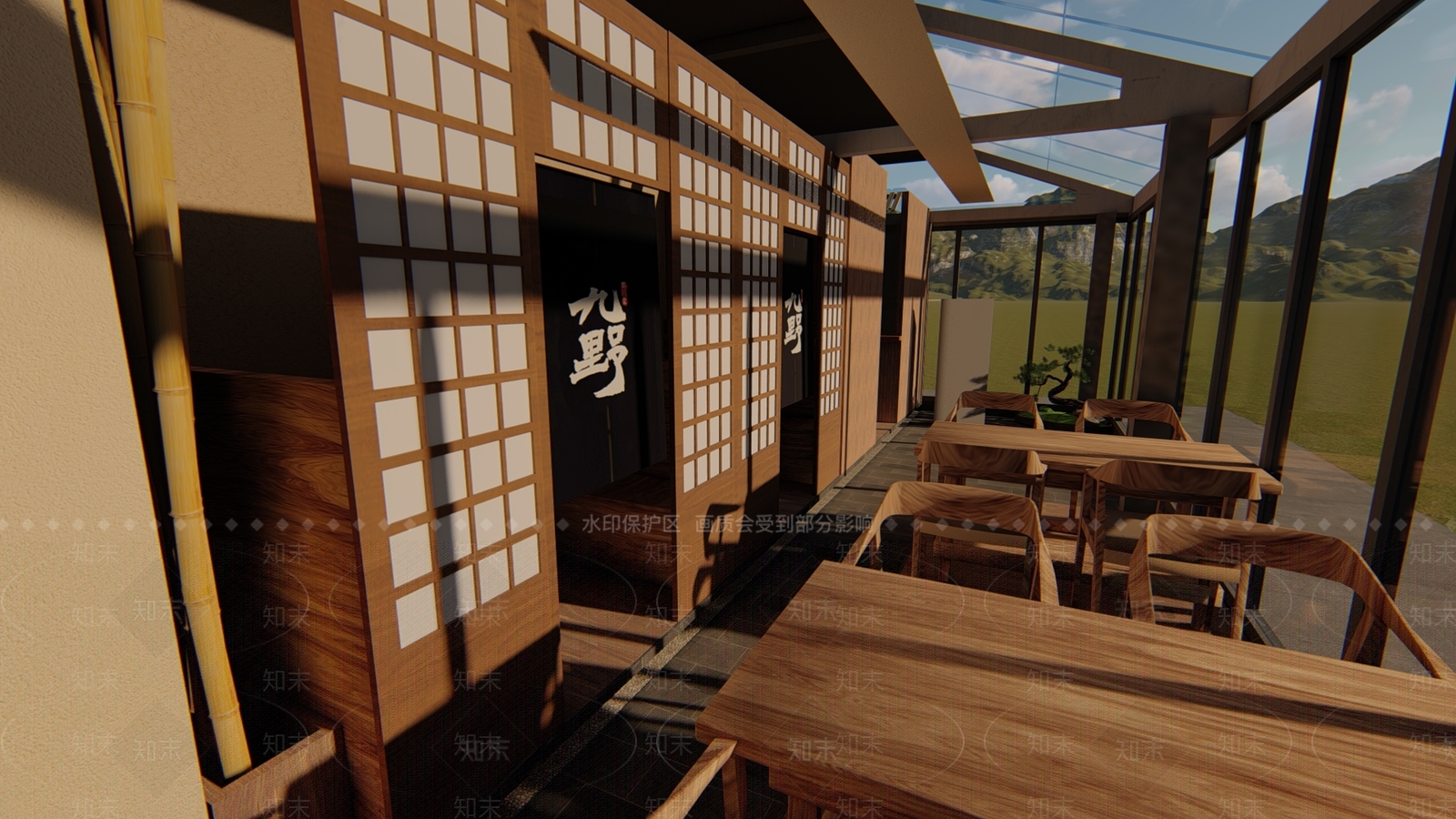 日式风格日式餐厅SU模型下载【ID:852768602】