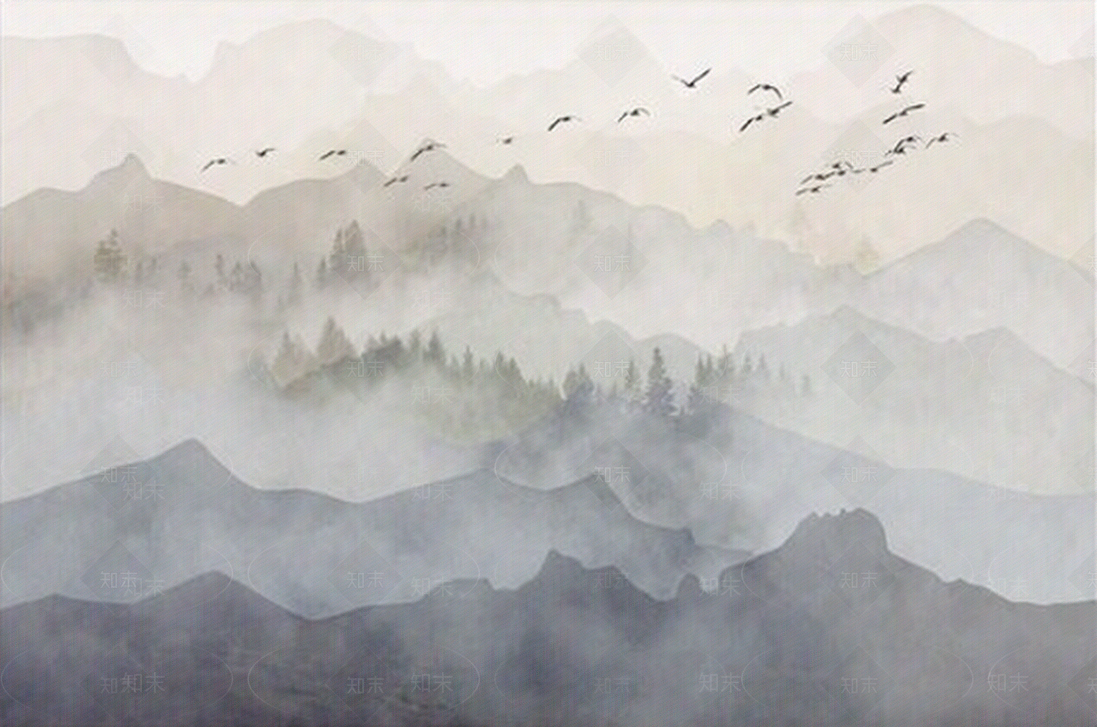 壁布，山水壁布贴图下载【ID:152768318】