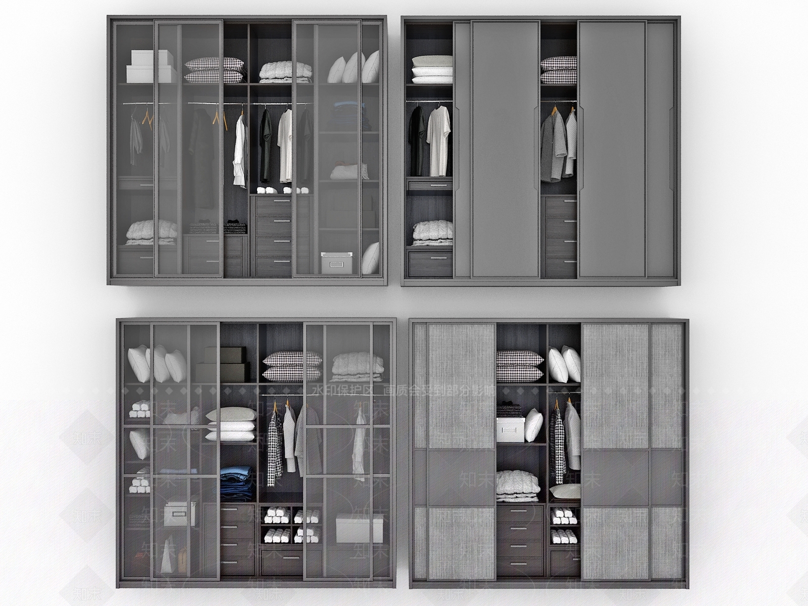新中式移门衣柜3D模型下载【ID:952782917】