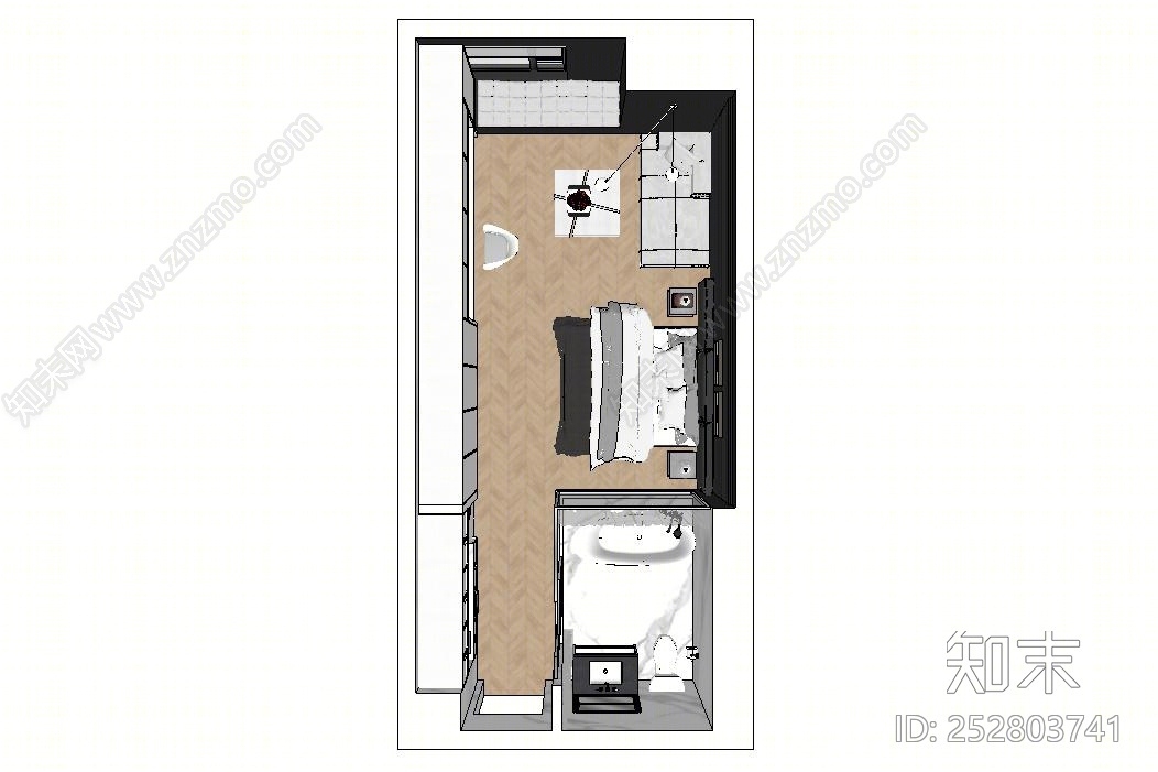 现代风格单身公寓SU模型下载【ID:252803741】