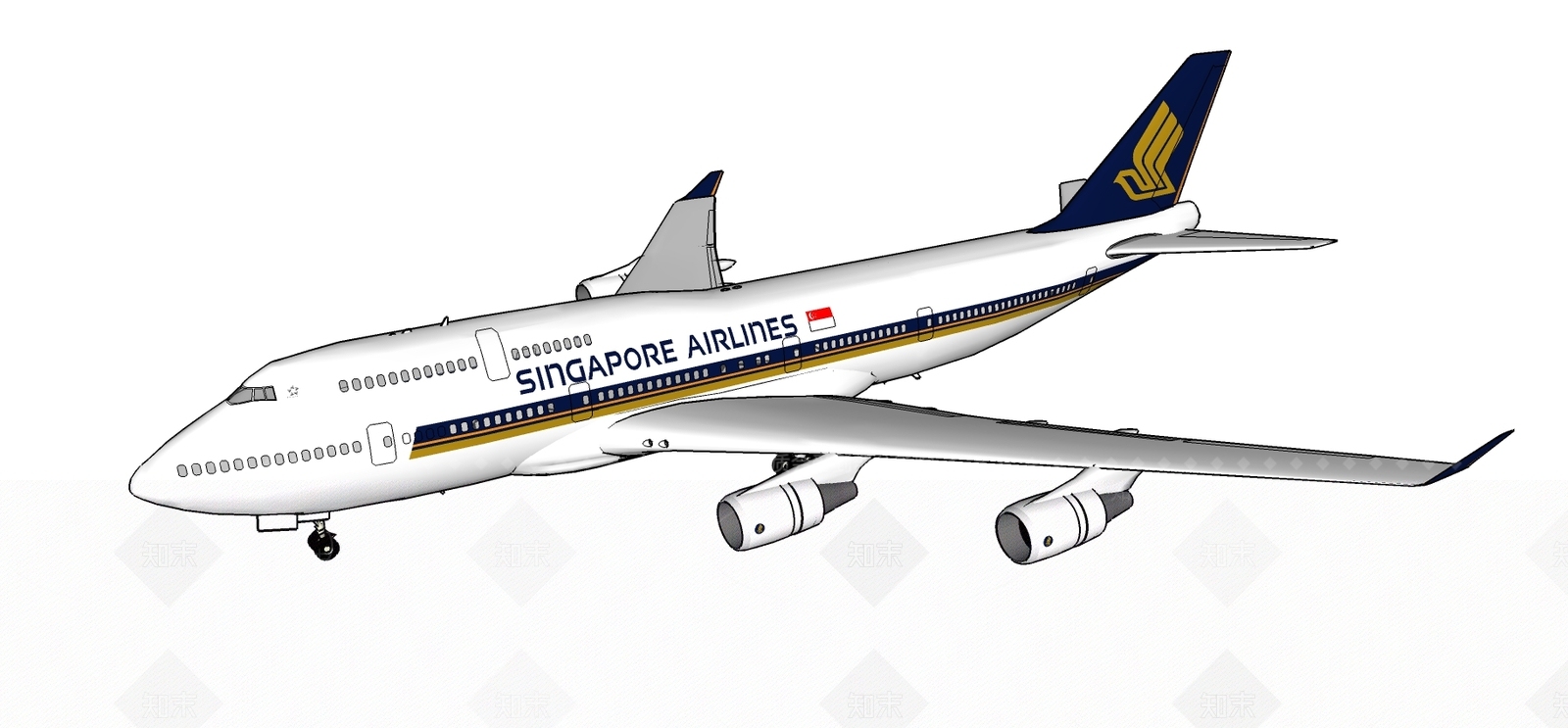 现代风格客机SU模型下载【ID:652825644】