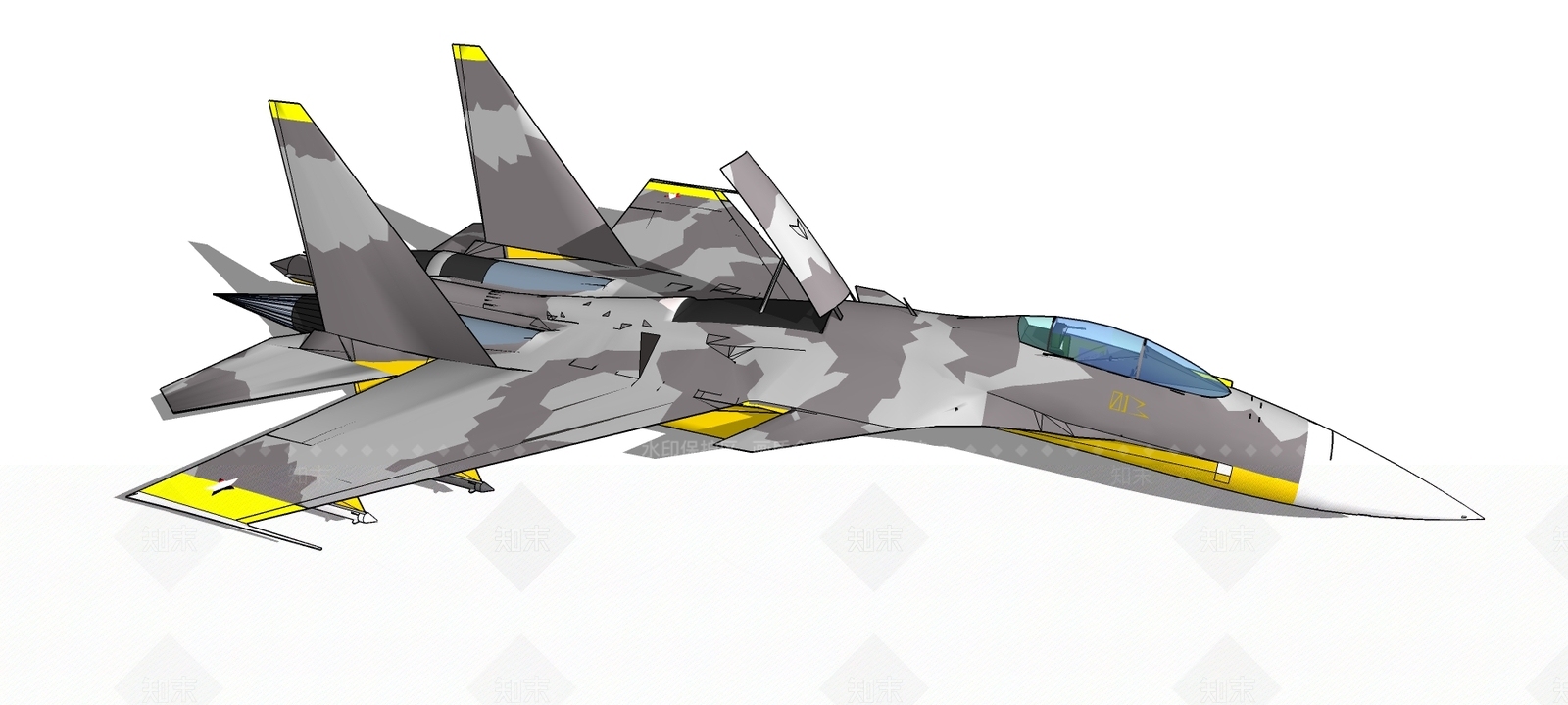 现代风格小型飞机SU模型下载【ID:652826769】