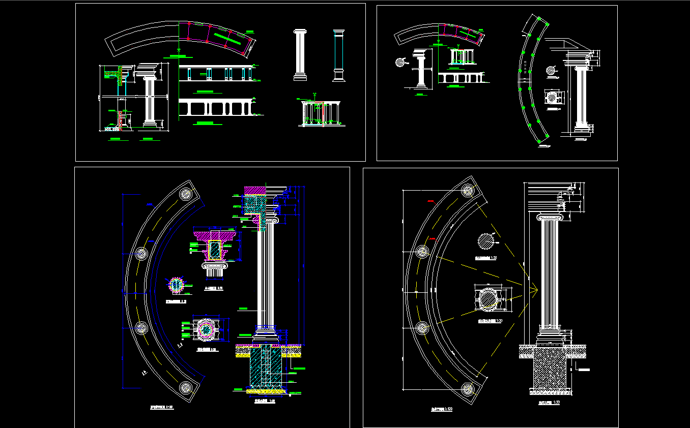 欧式风格罗马柱cad施工图下载【ID:152829802】