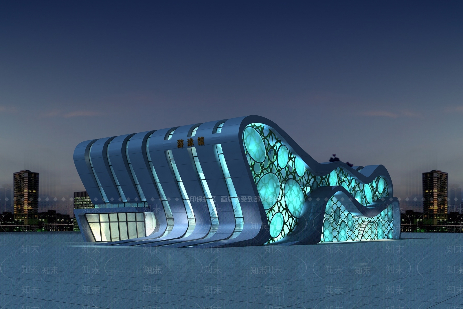 现代游泳馆3D模型下载【ID:552855426】