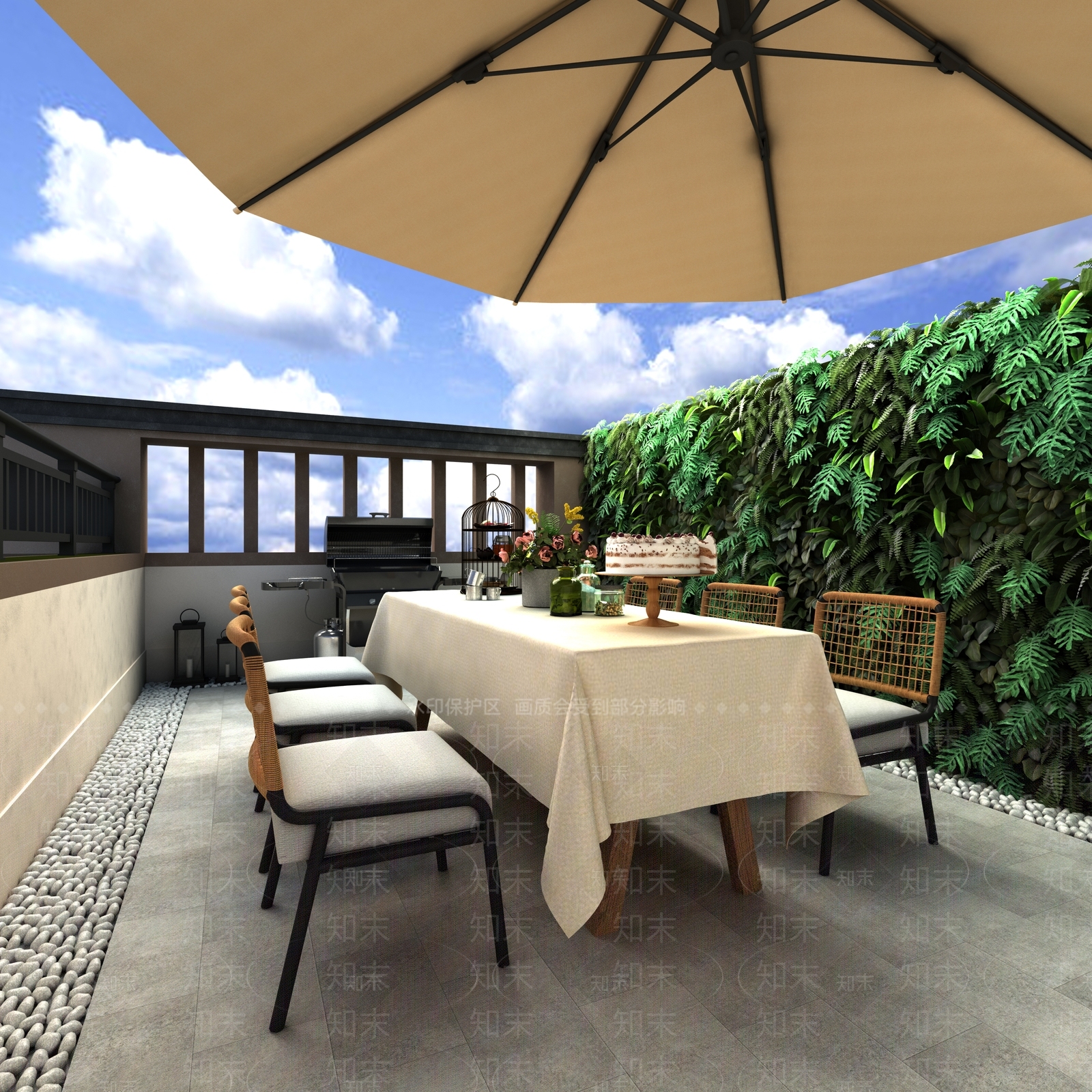 北欧户外阳台3D模型下载【ID:352865334】