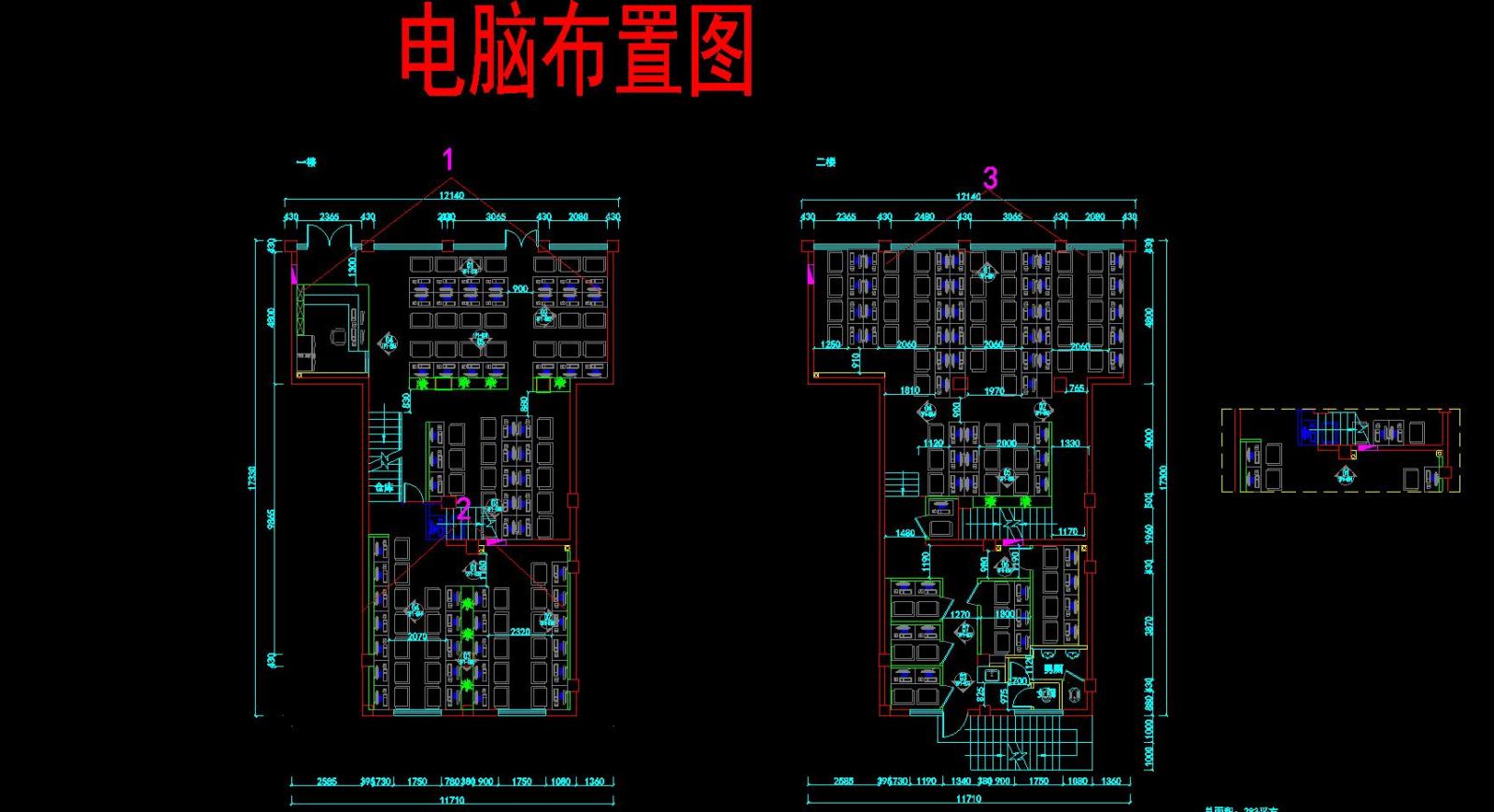 百乐网吧施工图附效果图cad施工图下载【ID:752875402】