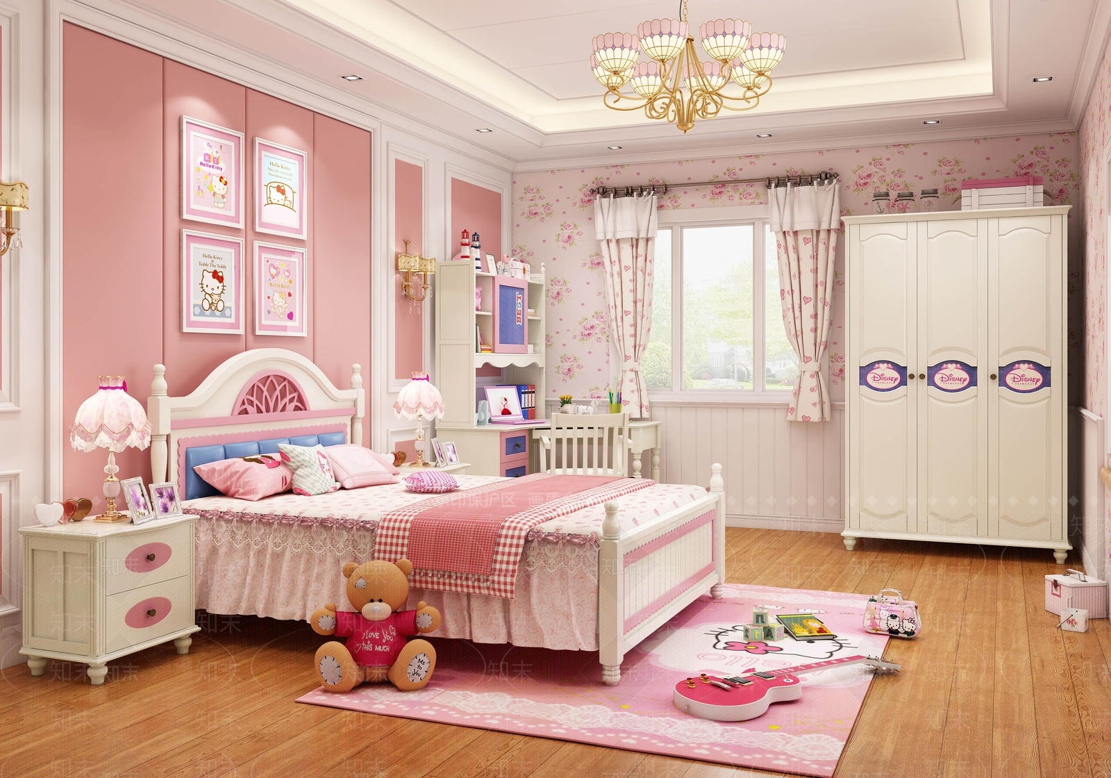 现代公主儿童房3D模型下载【ID:452893611】