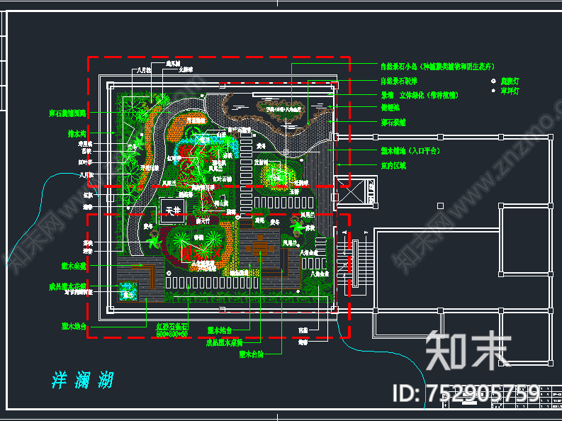 90套屋顶花园CAD平面图施工图下载【ID:752905759】