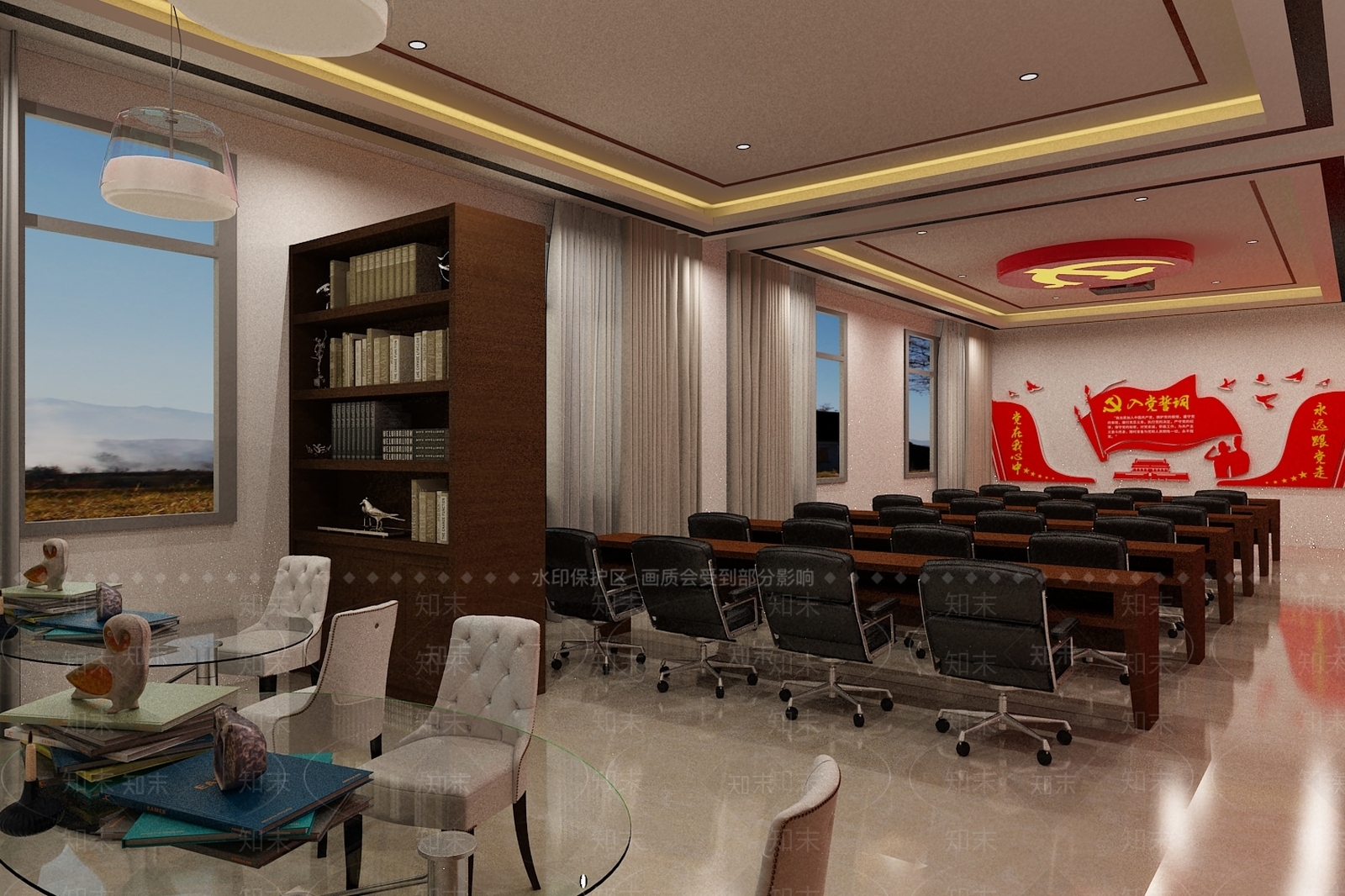 现代党建活动室3D模型下载【ID:252914655】