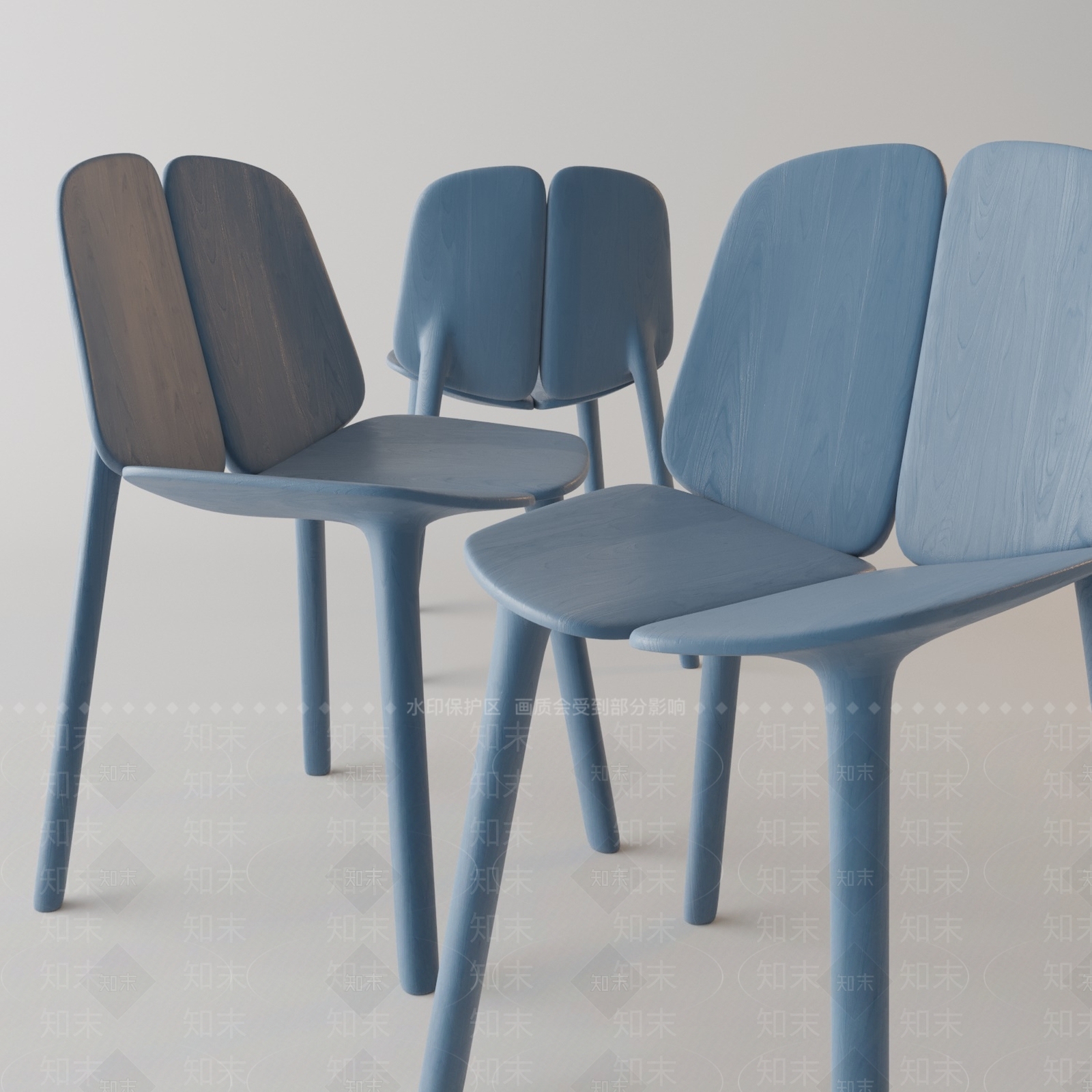 现代单椅边几组合3D模型下载【ID:452924041】