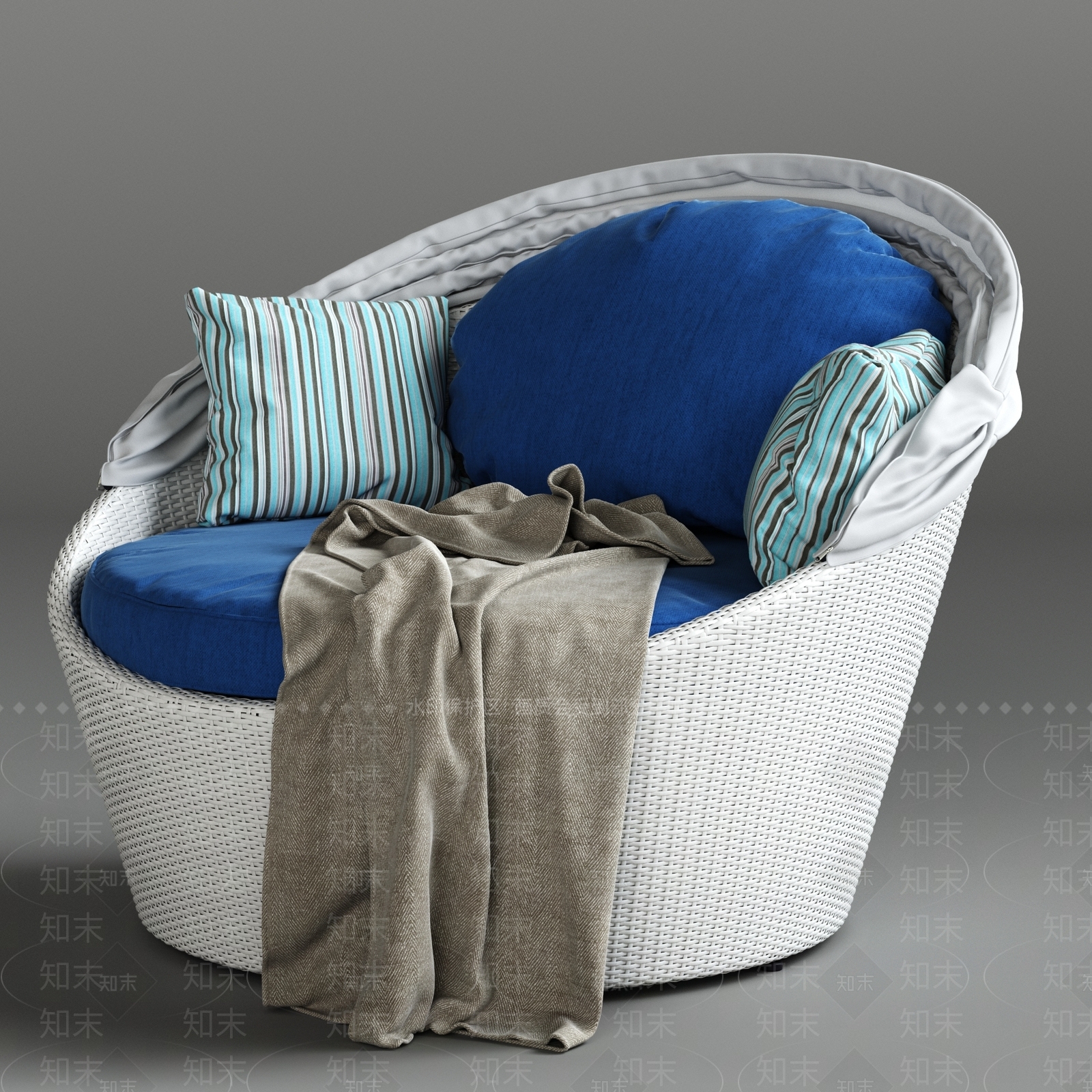 现代阳台藤椅3D模型下载【ID:952953674】