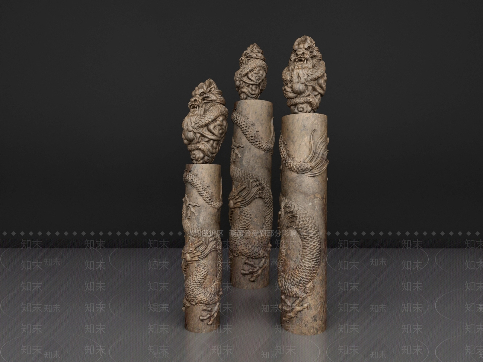 新中式龙柱3D模型下载【ID:952991178】