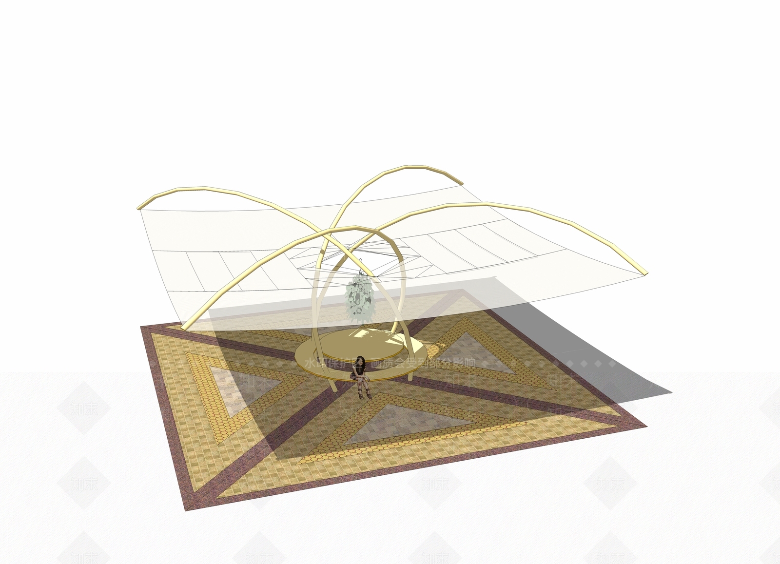 现代风格遮阳棚SU模型下载【ID:953021975】