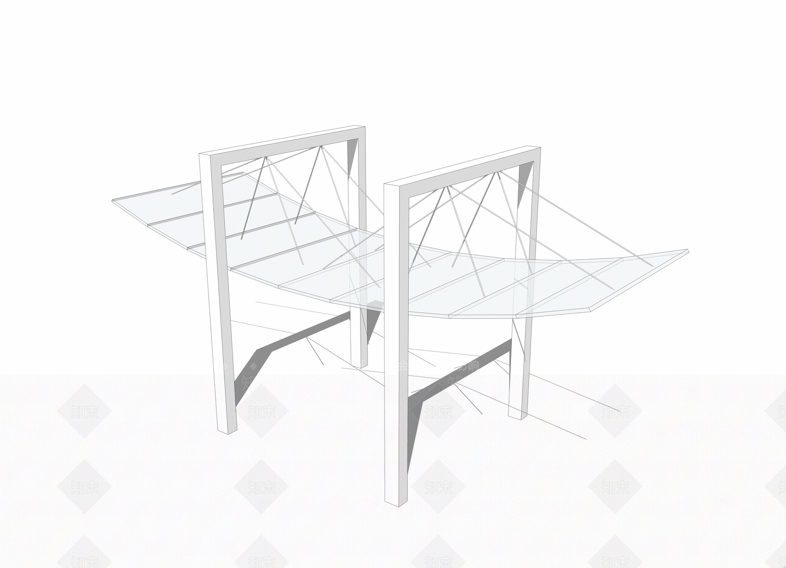 现代风格遮阳棚SU模型下载【ID:953021984】