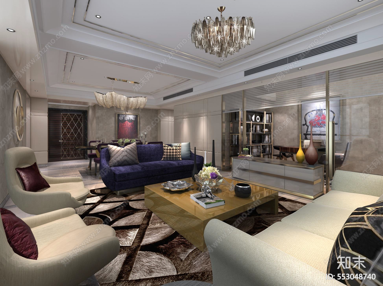 上海东樱花苑200m²大平层样板间丨设计方案施工图下载【ID:553048740】