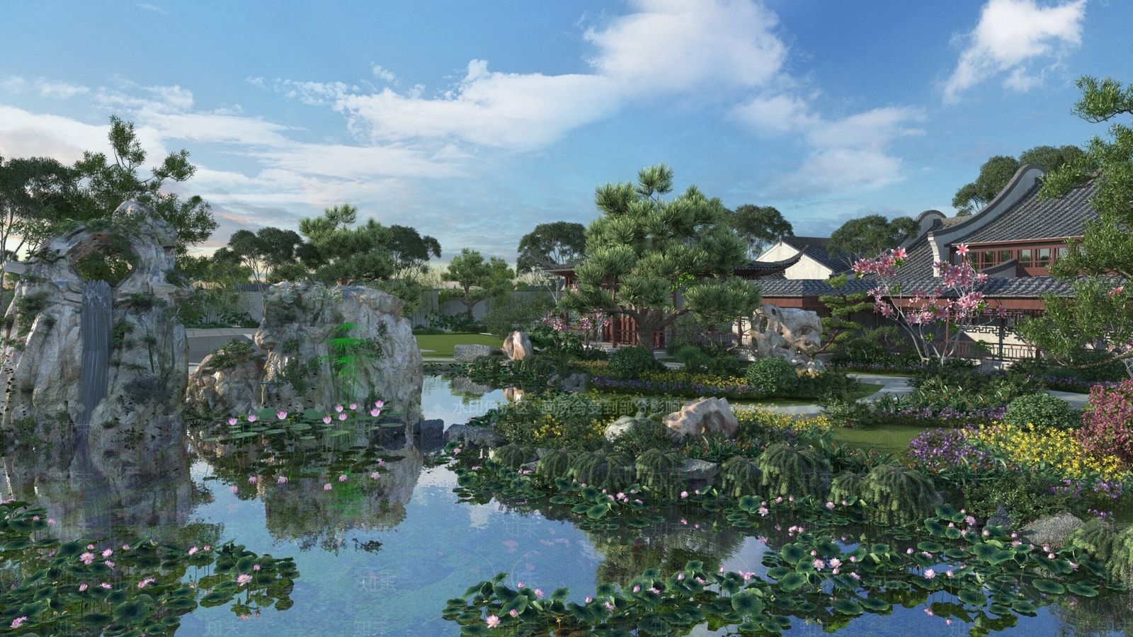 中式园林景观3d模型下载