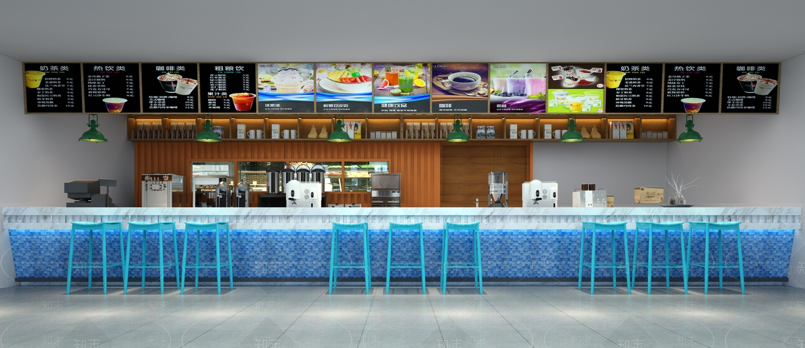 现代简约饮品吧台3D模型下载【ID:353088814】