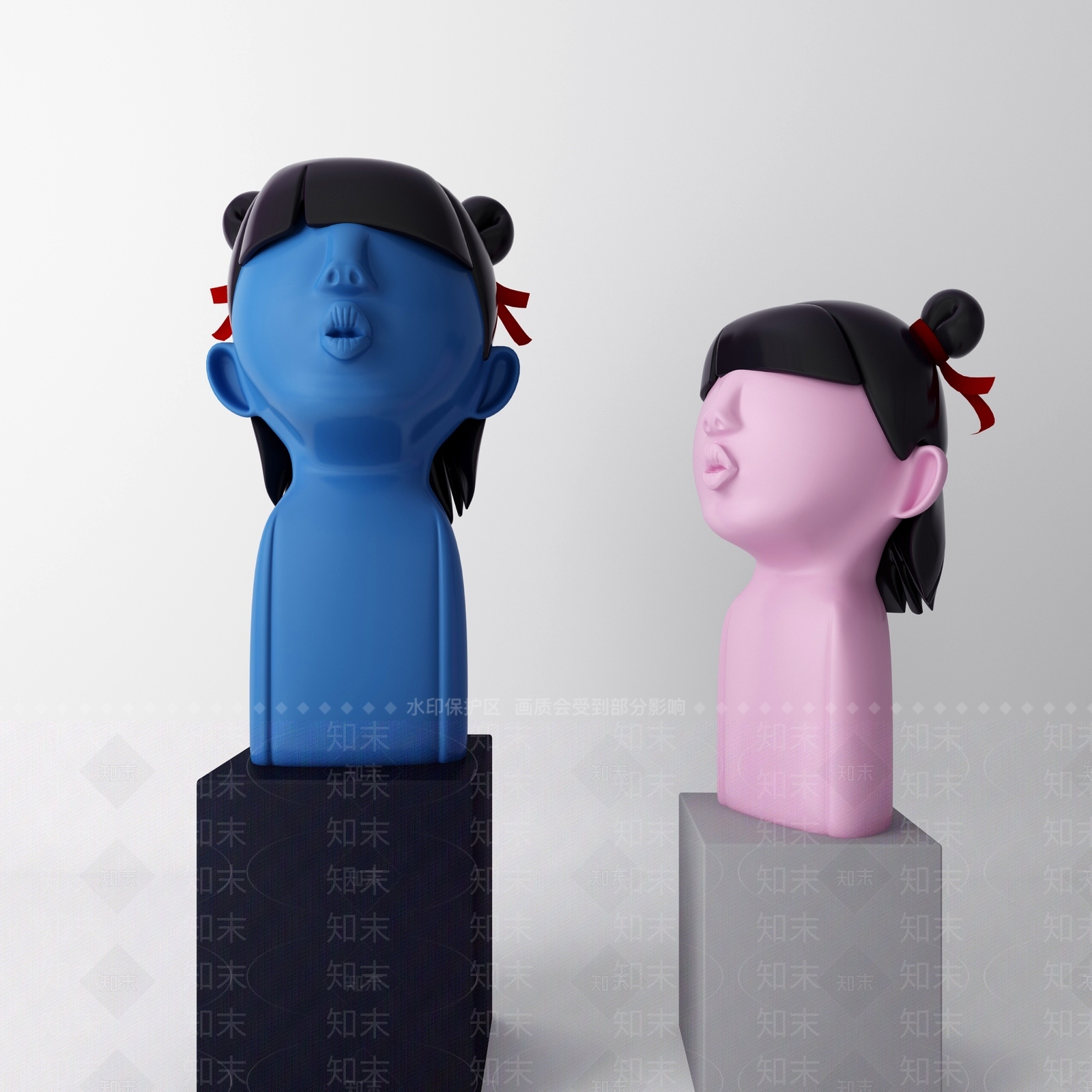 现代网红卡通人物雕塑摆件3D模型下载【ID:653091561】