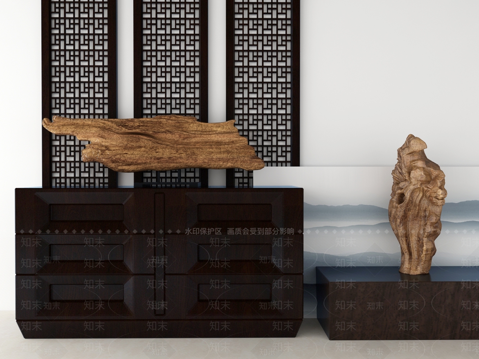 新中式根雕摆件3D模型下载【ID:953096173】