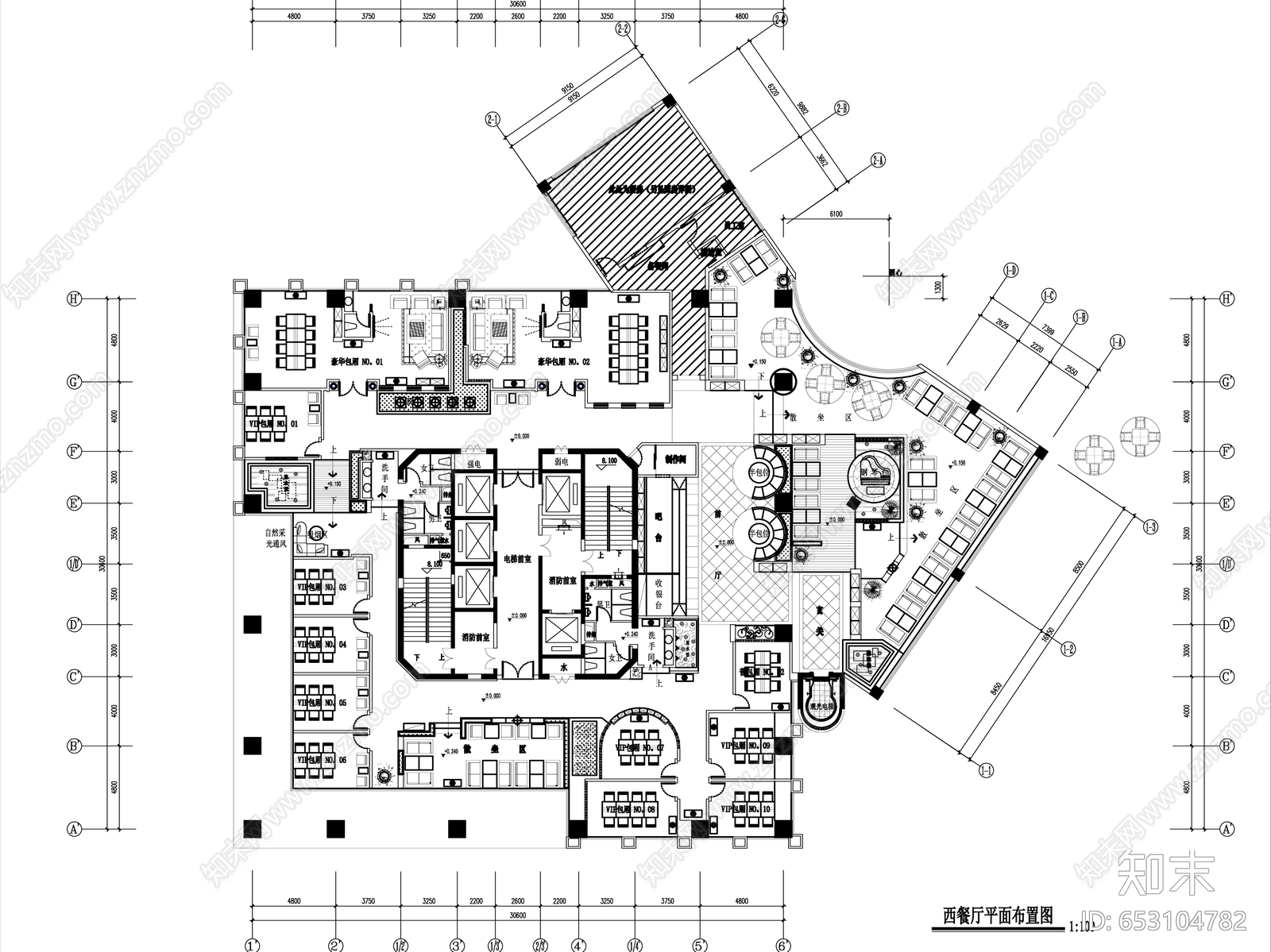 酒楼＋餐厅＋饭店＋火锅店CAD施工图施工图下载【ID:653104782】