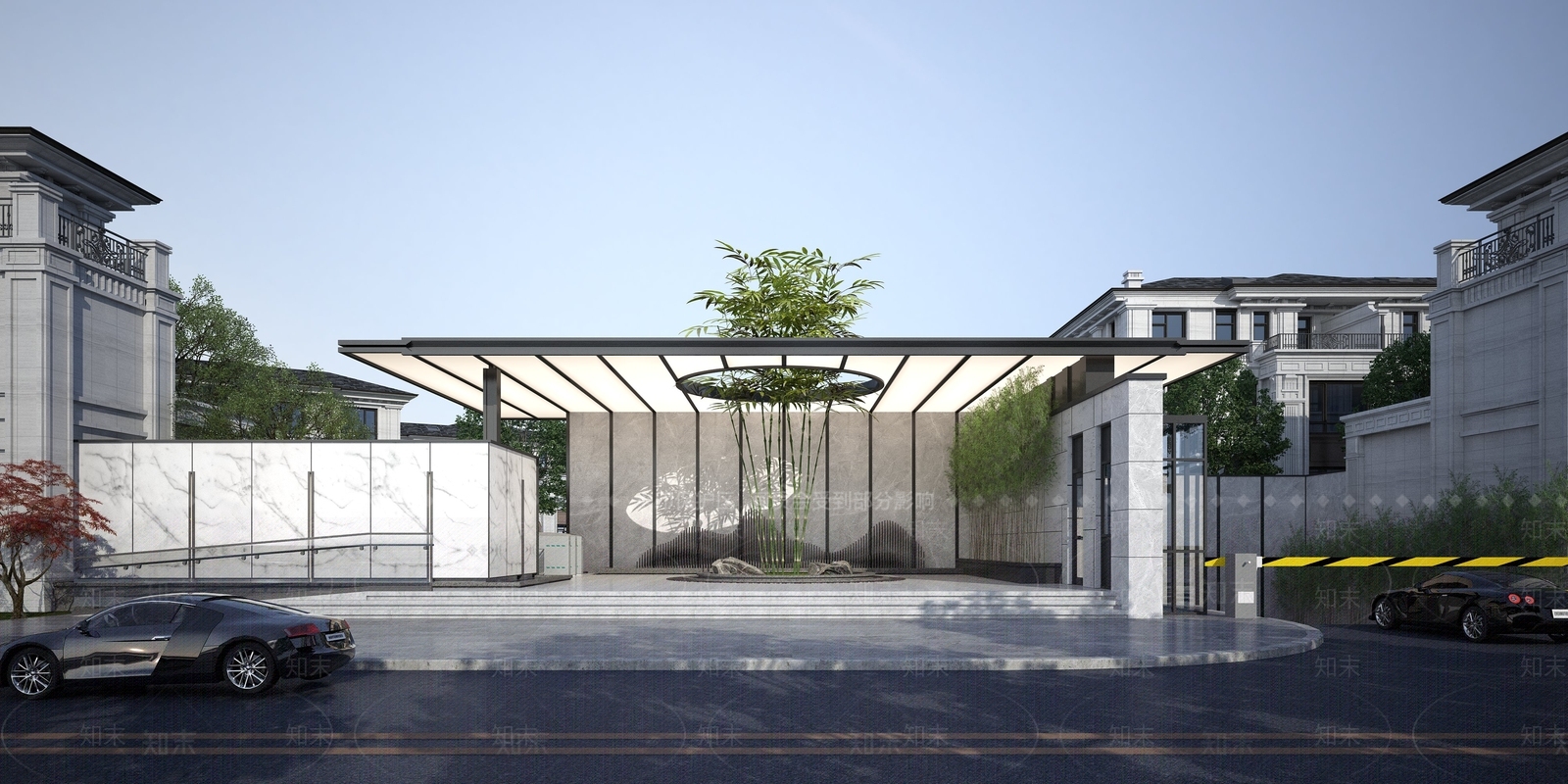 新中式住宅小区入口门头3D模型下载【ID:853121665】