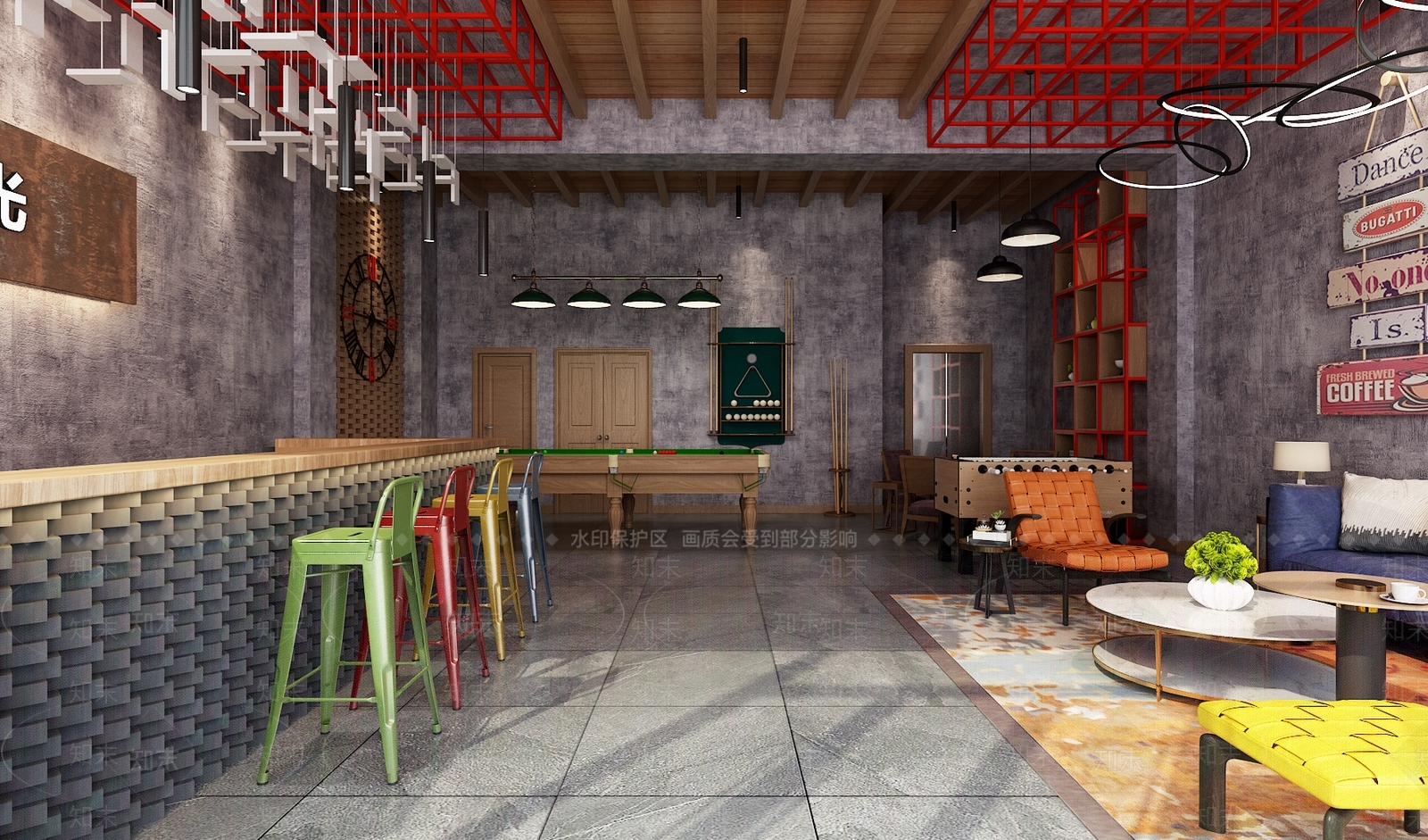 工业风台球俱乐部3D模型下载【ID:953122811】