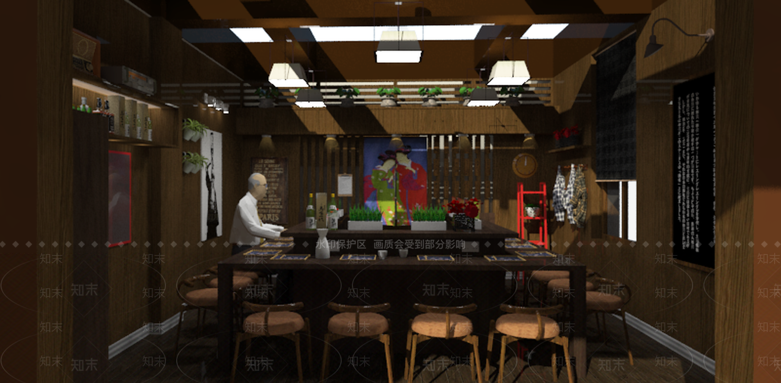 日式风格茶餐厅SU模型下载【ID:853137785】