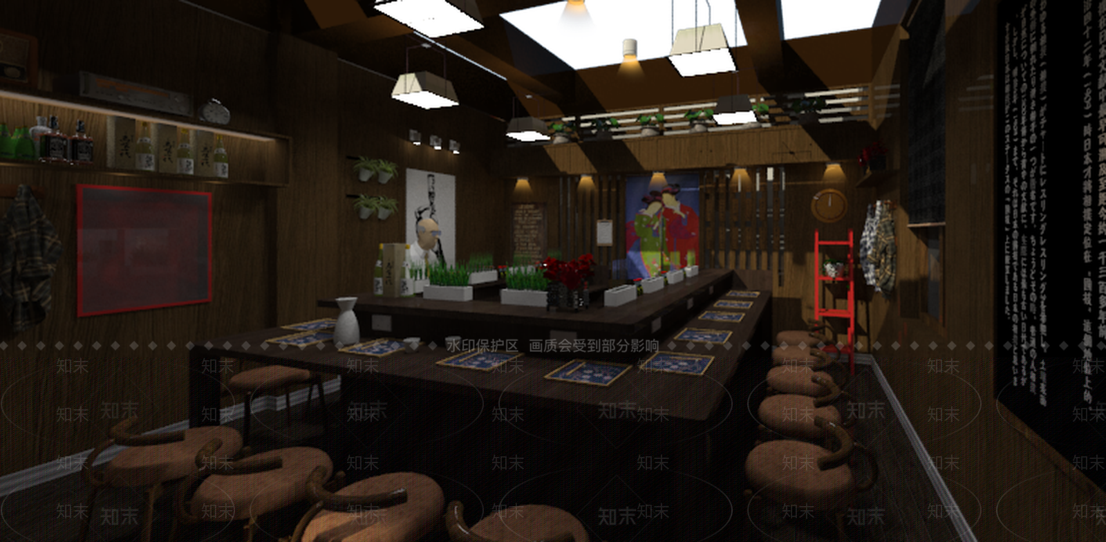 日式风格茶餐厅SU模型下载【ID:853137785】
