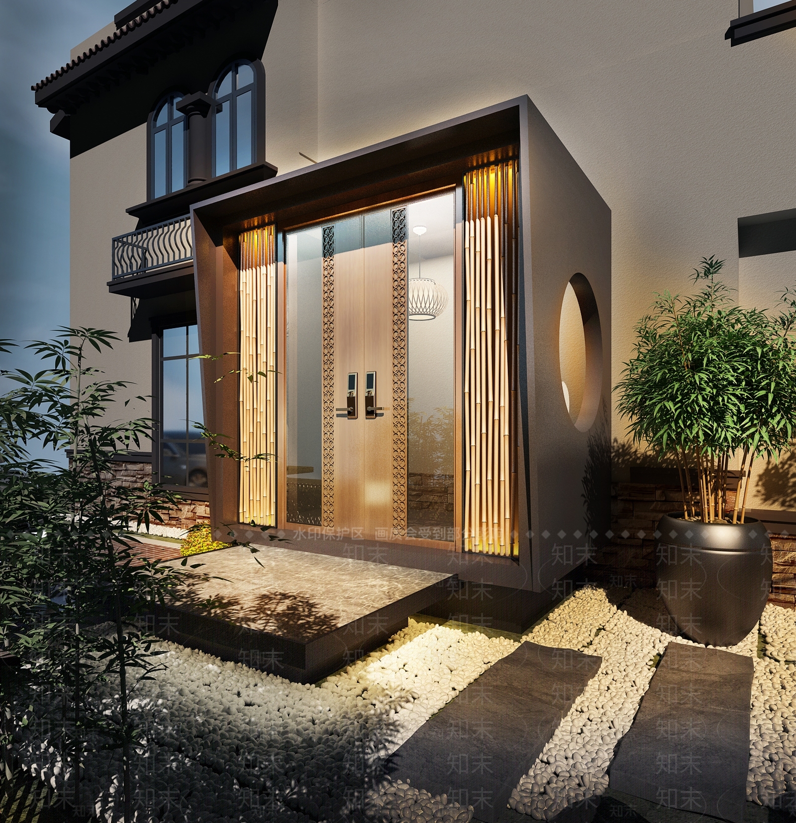 现代别墅门头门面3D模型下载【ID:353143574】