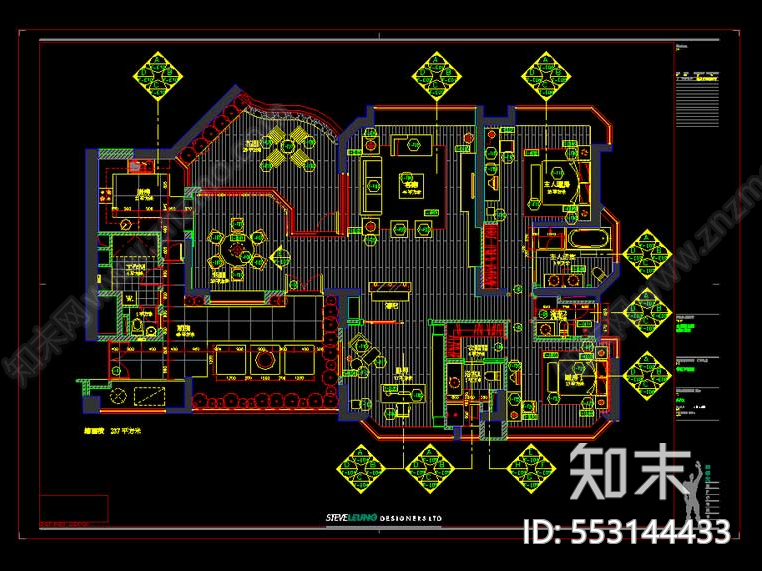 梁志天-新中式别墅空间cad施工图下载【ID:553144433】