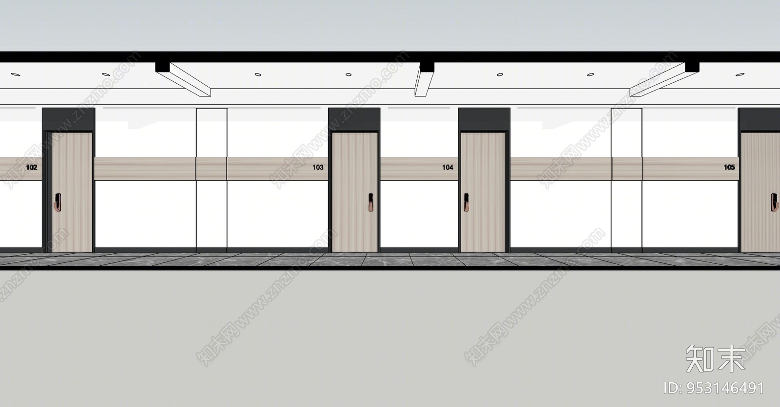 现代风走廊SU模型下载【ID:953146491】