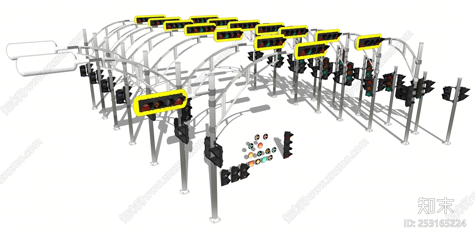 现代风格交通信号灯SU模型下载【ID:253165224】