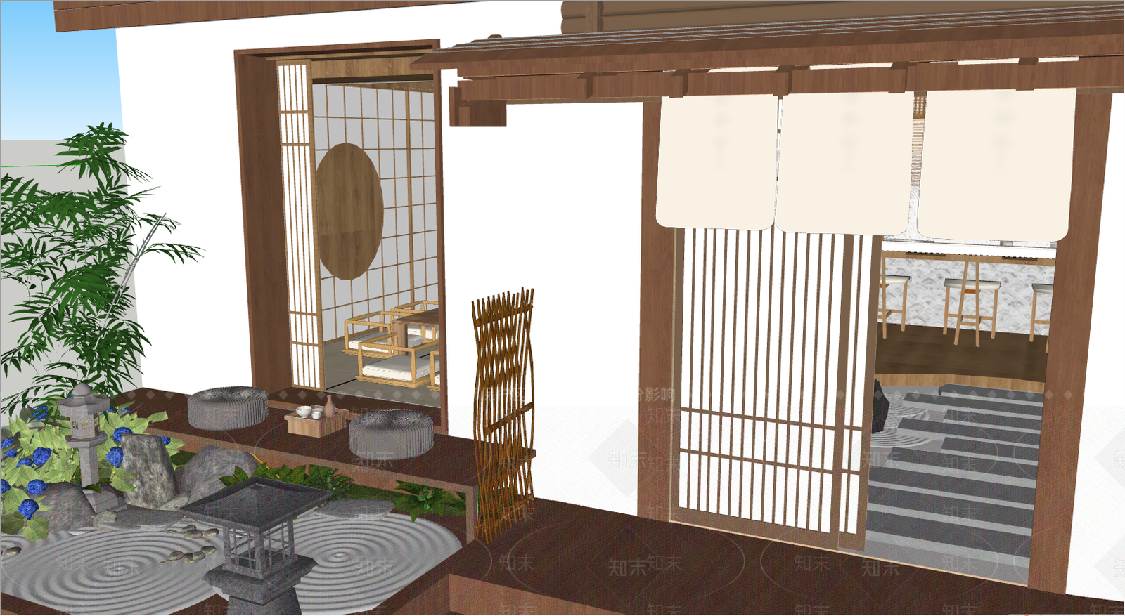 日式风格日式餐厅SU模型下载【ID:853189662】