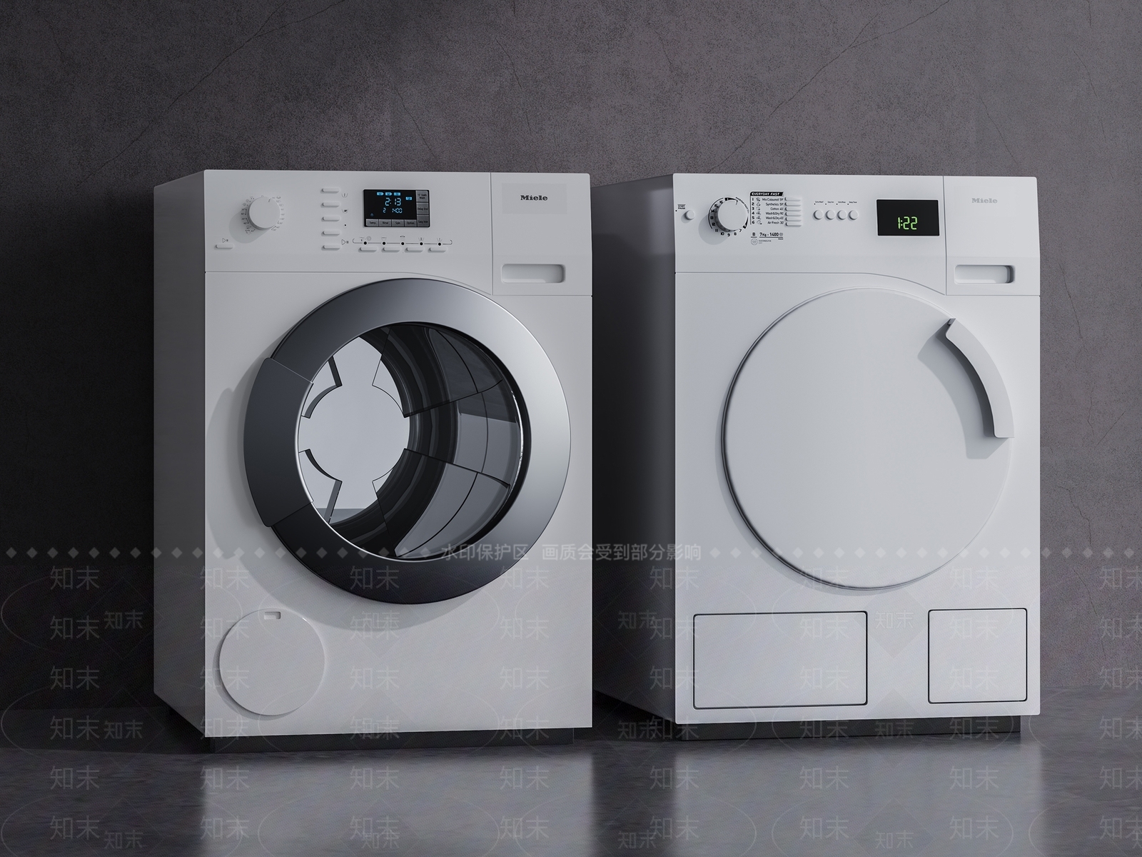 现代滚筒洗衣机3D模型下载【ID:153196513】