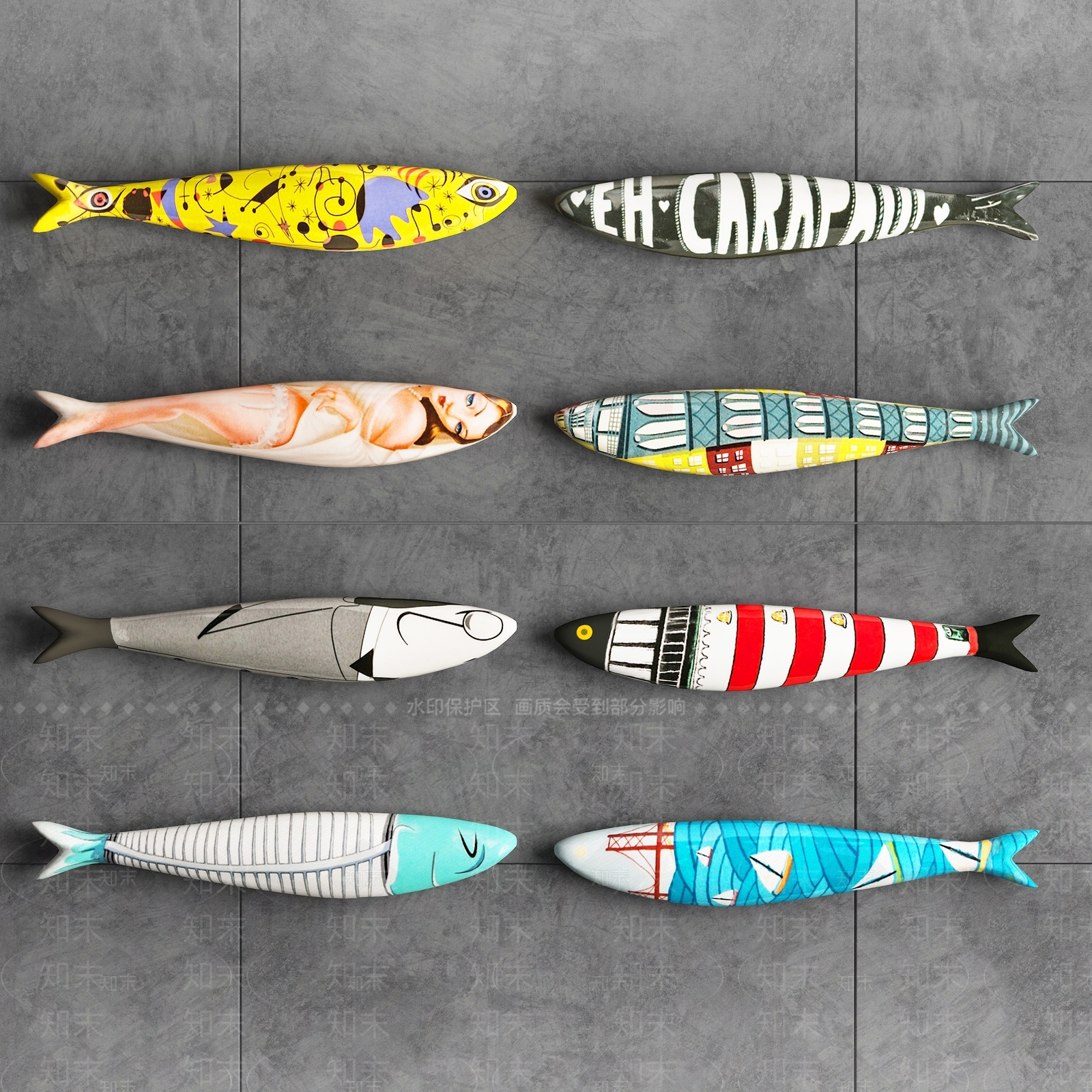 日式鲤鱼旗墙饰挂件3D模型下载【ID:253202216】