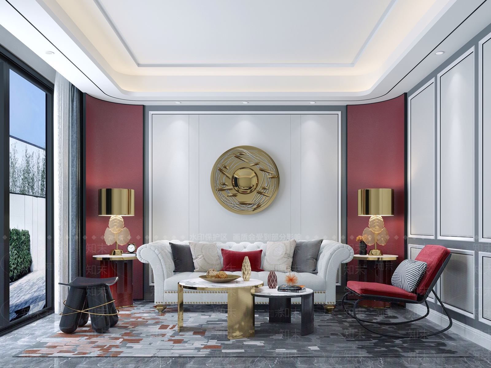 法式简约客厅3D模型下载【ID:453209379】