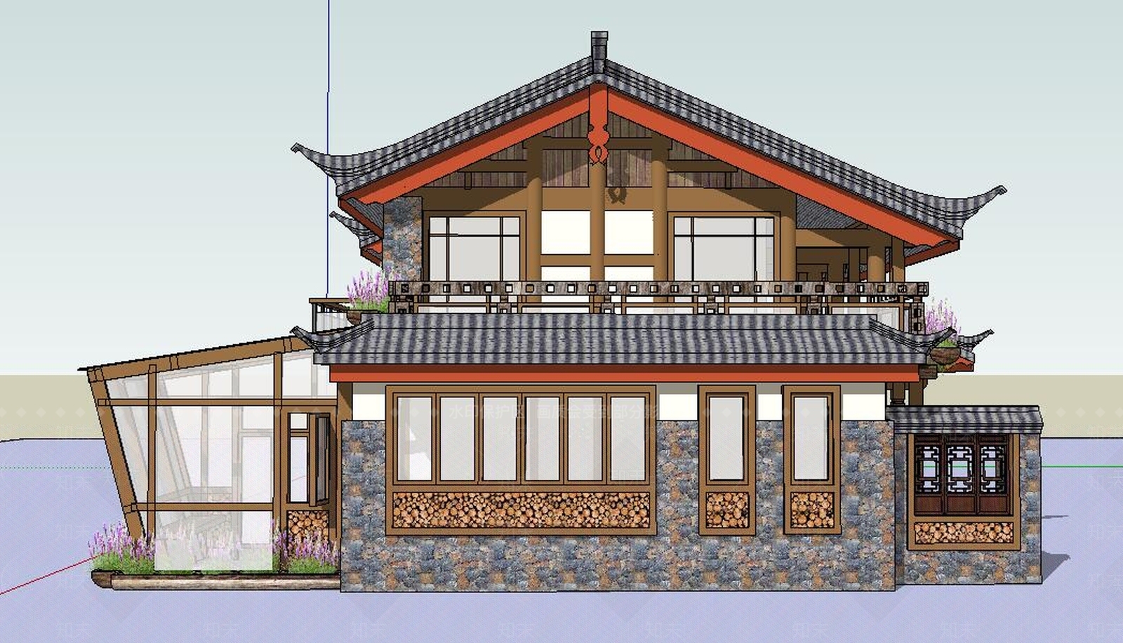 中式风格中式古建筑SU模型下载【ID:853231670】