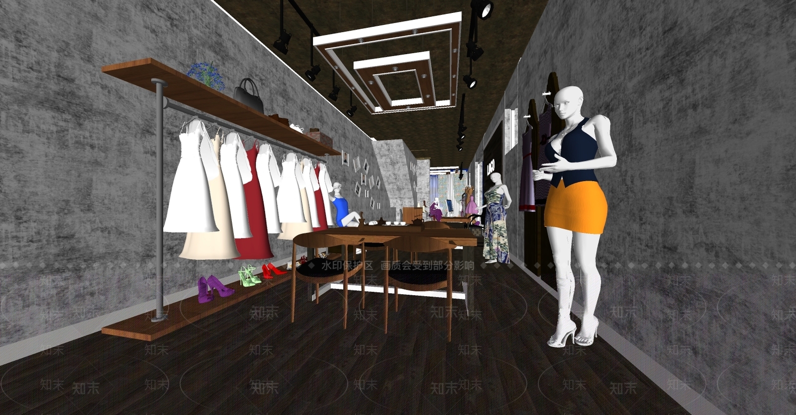 工业风格婚纱摄影店SU模型下载【ID:153243190】