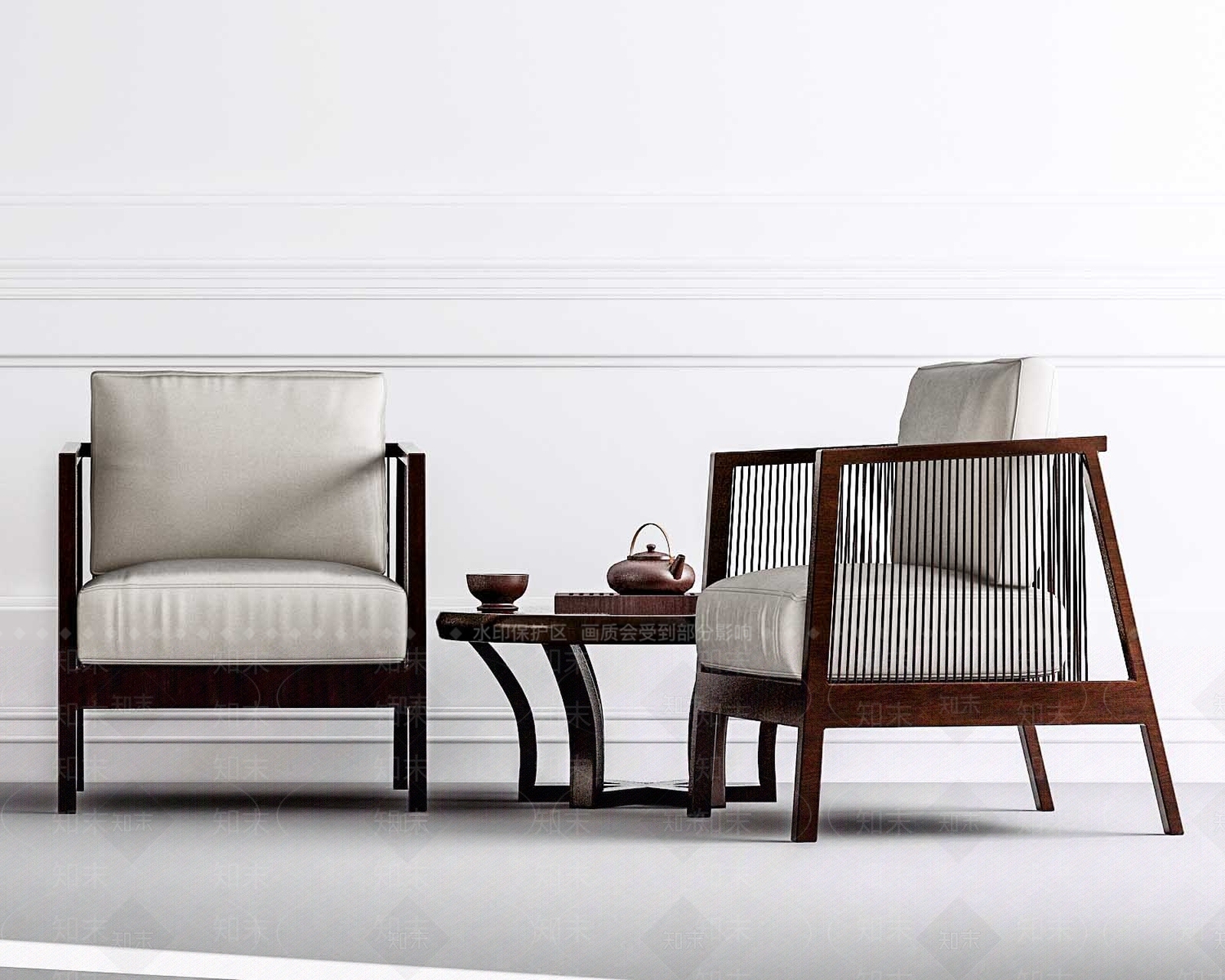 中式椅子茶几组合3D模型下载【ID:453250017】