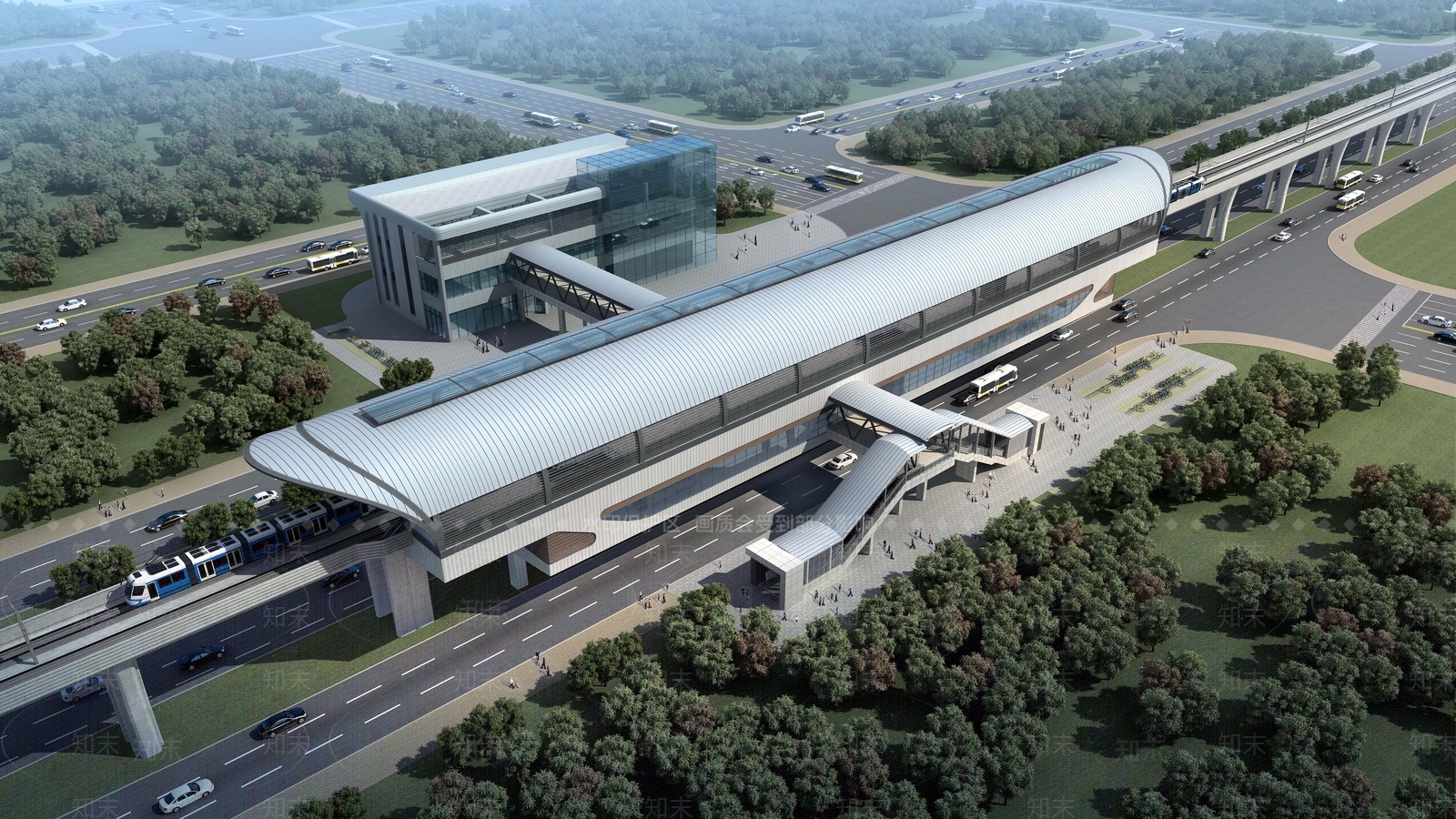 现代轻轨站台3D模型下载【ID:953251466】