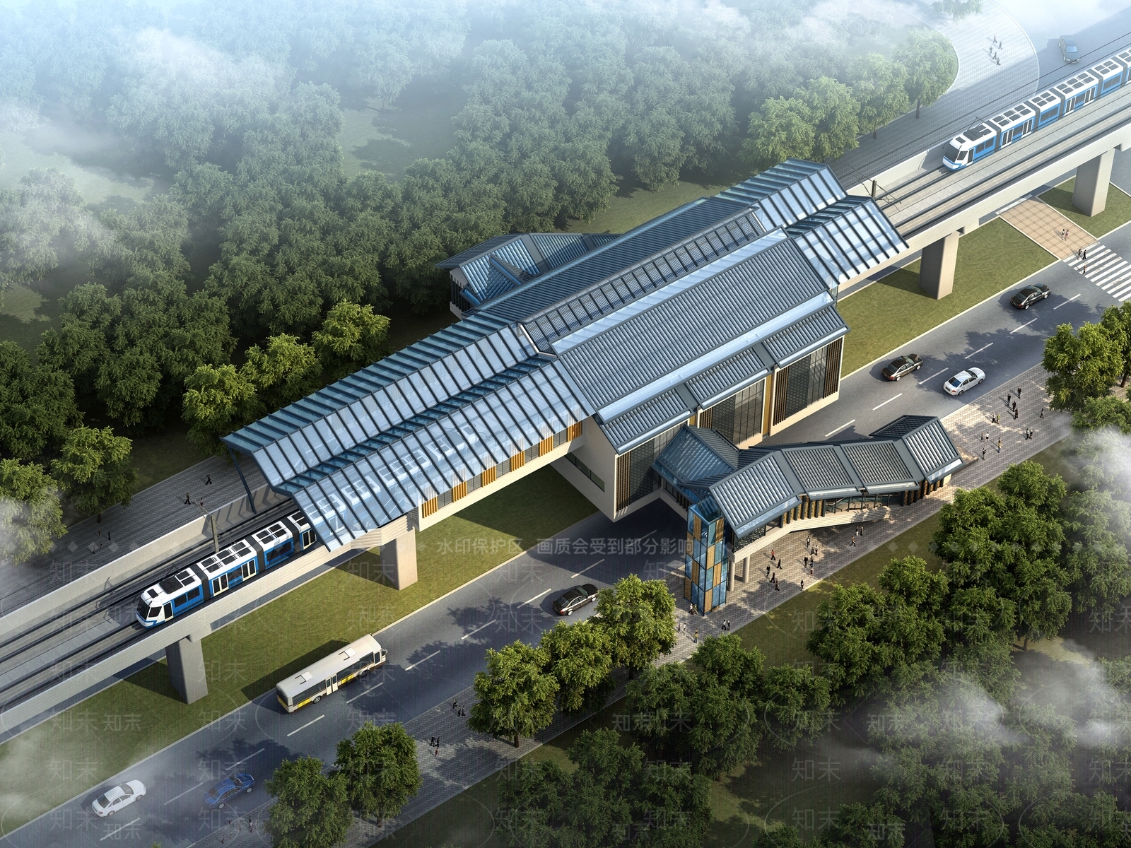 现代轻轨站台3D模型下载【ID:853251973】