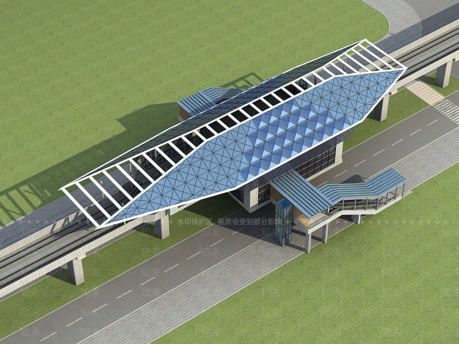 现代轻轨站台3D模型下载【ID:853251980】