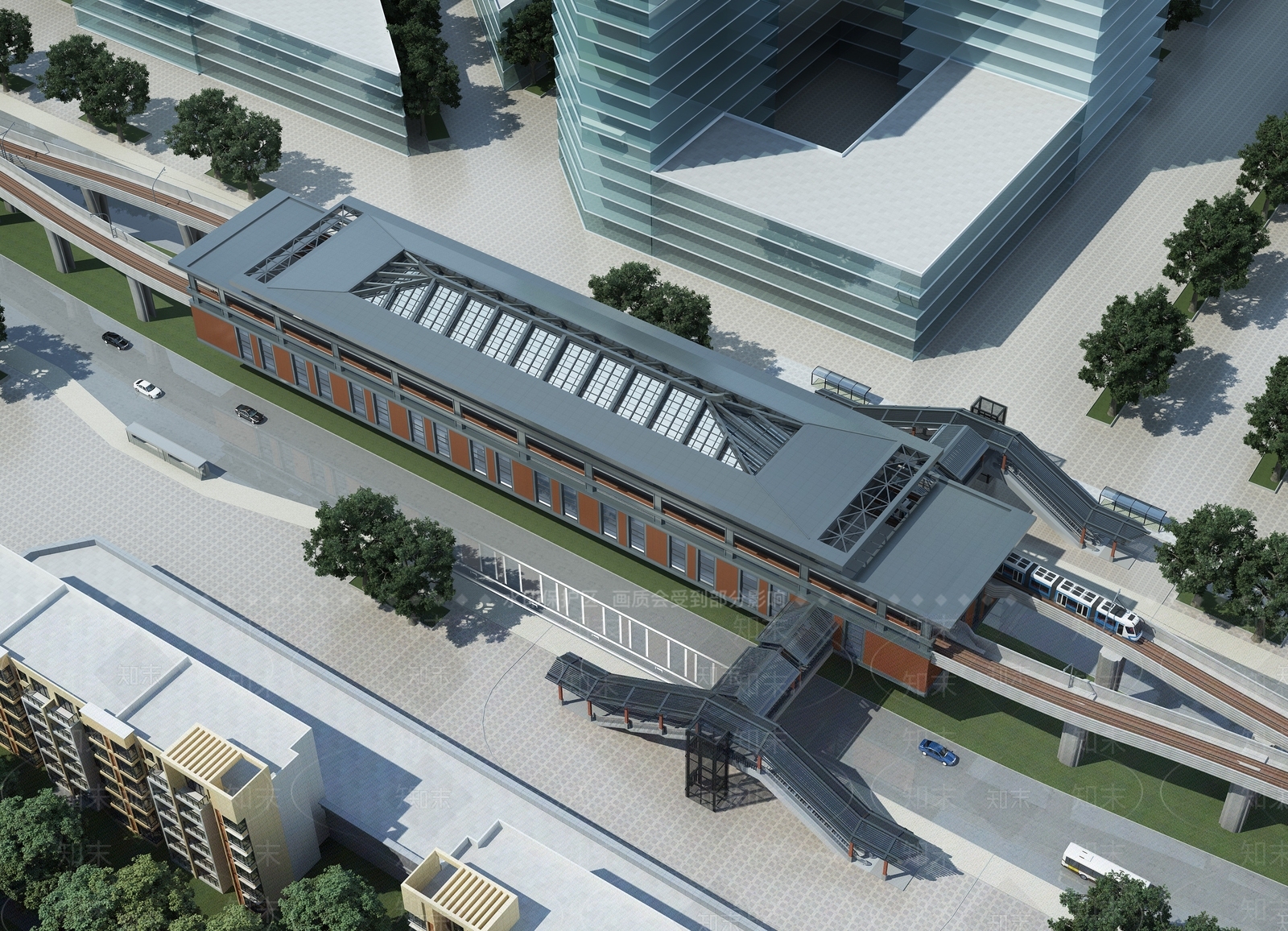 现代轻轨站台3D模型下载【ID:853259900】