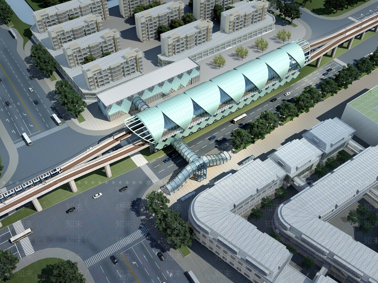 现代轻轨站台3D模型下载【ID:853259905】